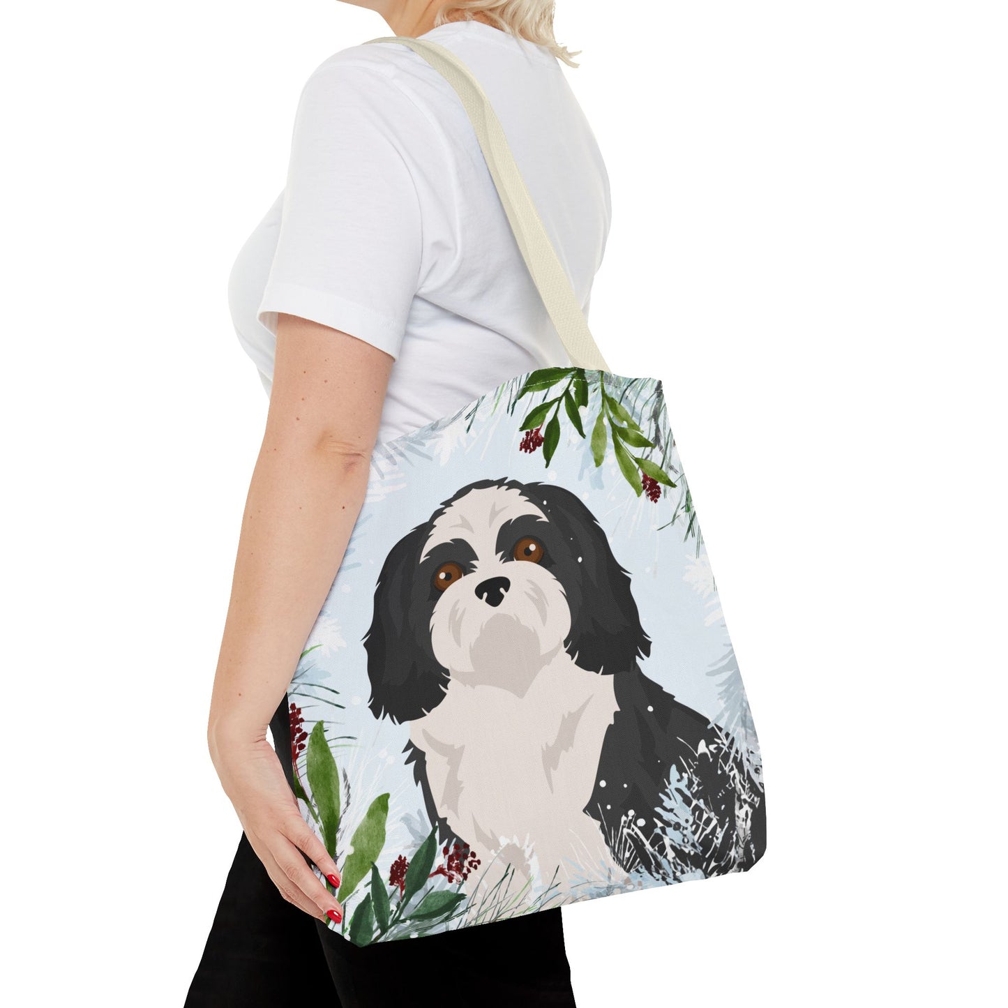Shih Tzu Dog Christmas Holiday Tote Bag 16x16