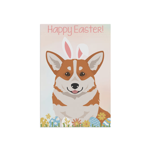 Pembroke Welsh Corgi Dog Happy Easter Garden Flag