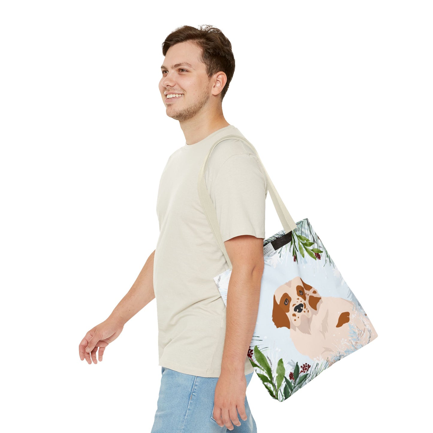 Clumber Spaniel Dog Christmas Holiday Tote Bag 16x16