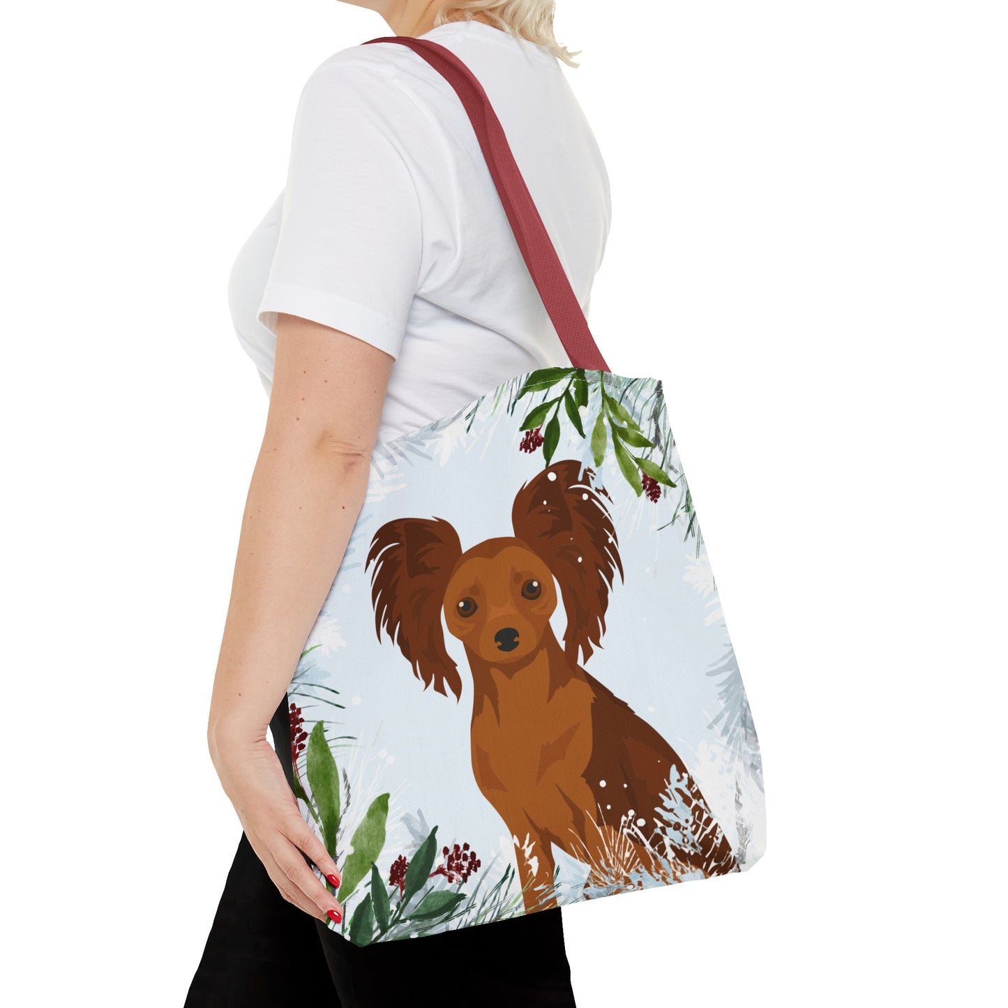 Russian Toy Terrier Dog Christmas Holiday Tote Bag 16x16