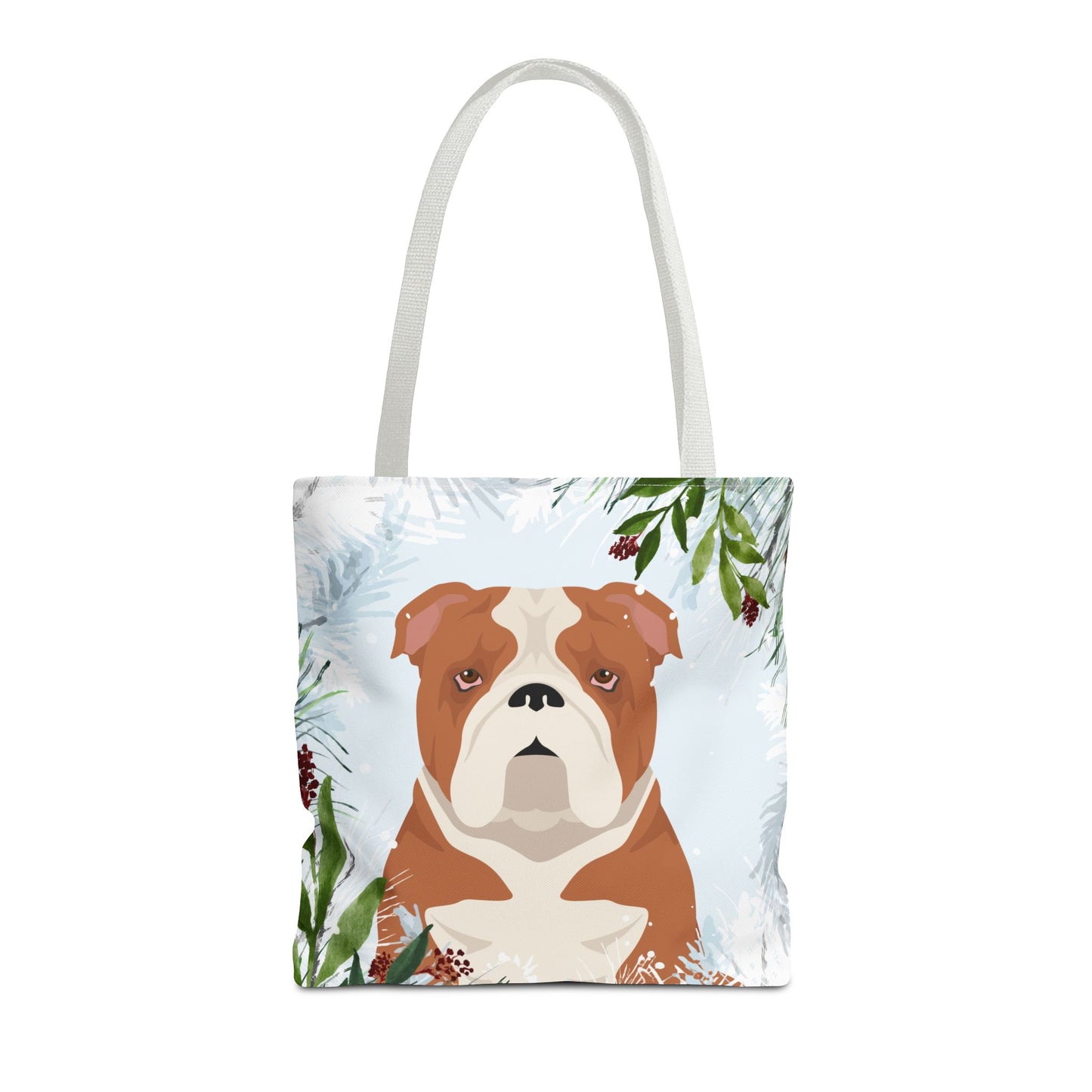 Bulldog Dog Christmas Holiday Tote Bag 16x16
