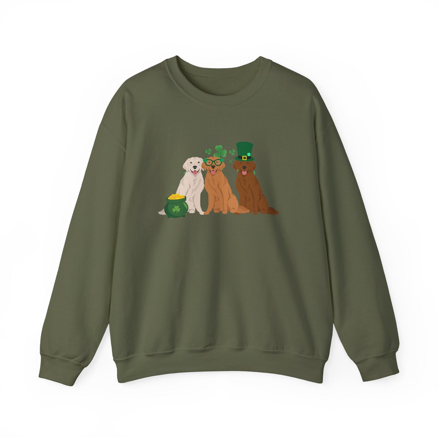 Golden Retriever Dog St Patricks Day Unisex Heavy Blend Crewneck Sweatshirt, St Pattys day, Cute Dog Mom Gift