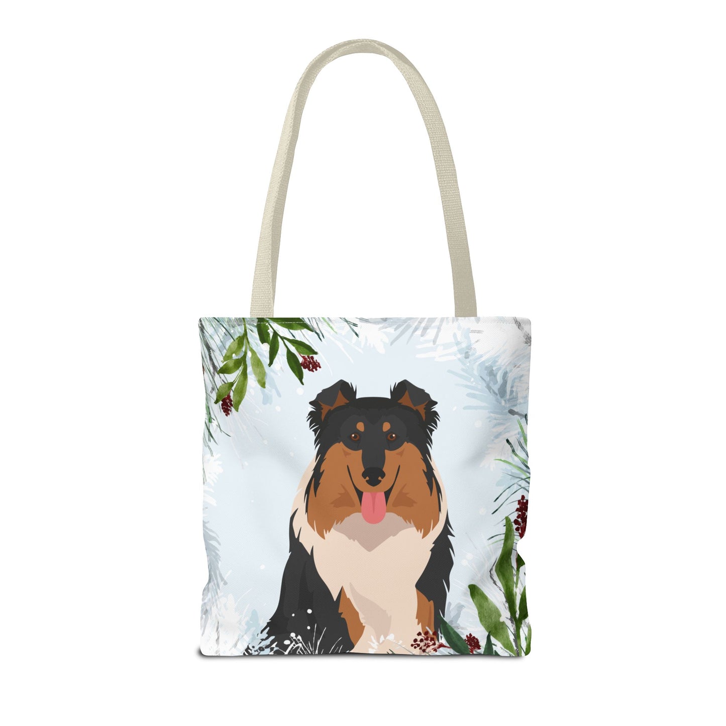 Collie Dog Christmas Holiday Tote Bag 16x16