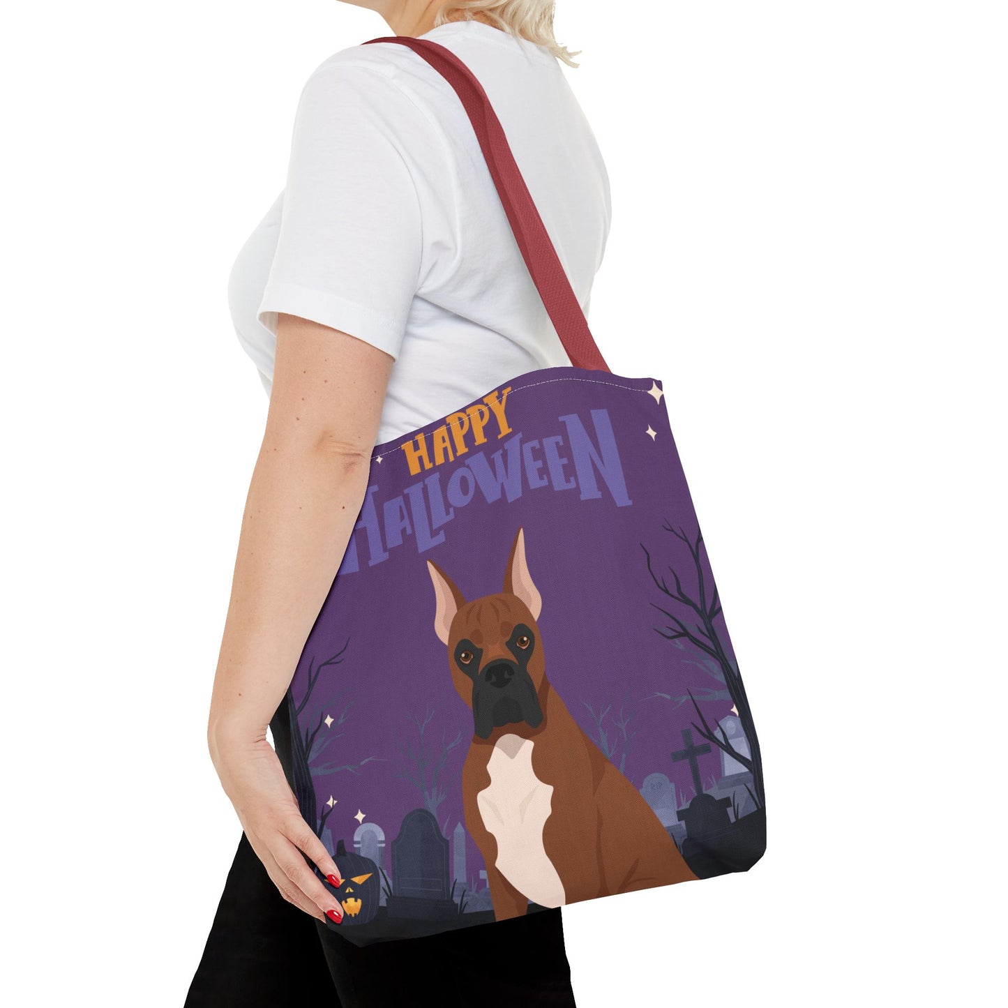 Boxer Dog Happy Halloween Tote Bag 16x16