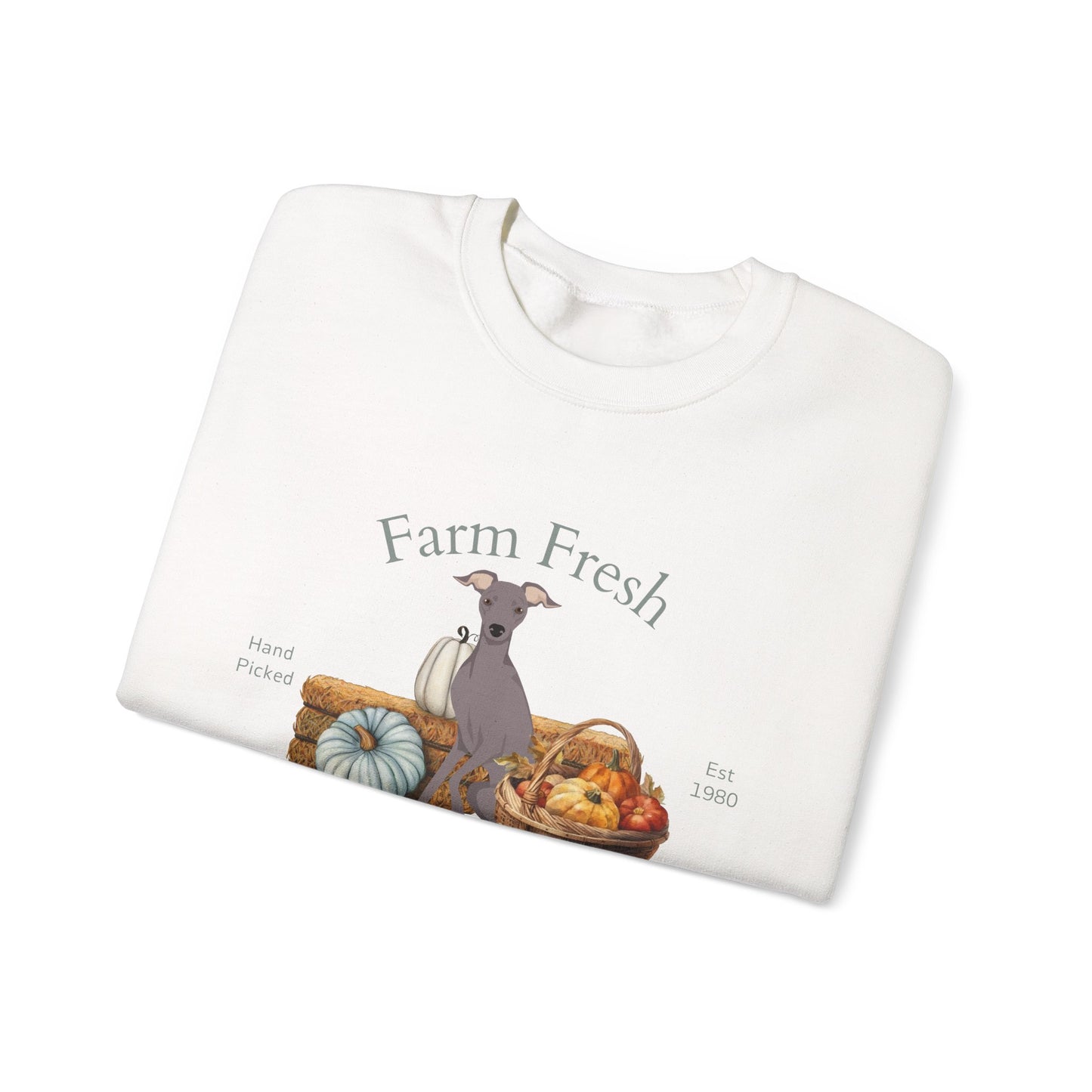 Italian Greyhound Dog Fall Farm Fresh Unisex Heavy Blend Crewneck Sweatshirt