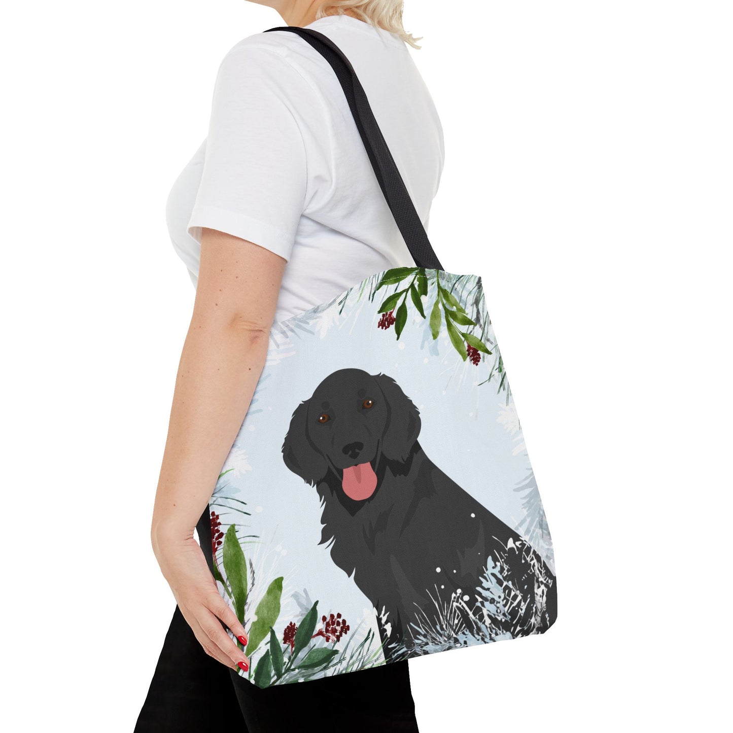 Flat Coated Retriever Dog Christmas Holiday Tote Bag 16x16