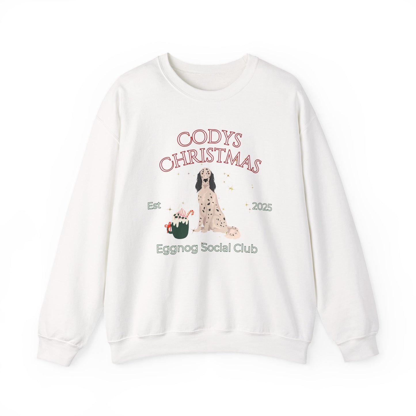English Setter Dog Christmas Social Club Unisex Heavy Blend Crewneck Sweatshirt Custom Name