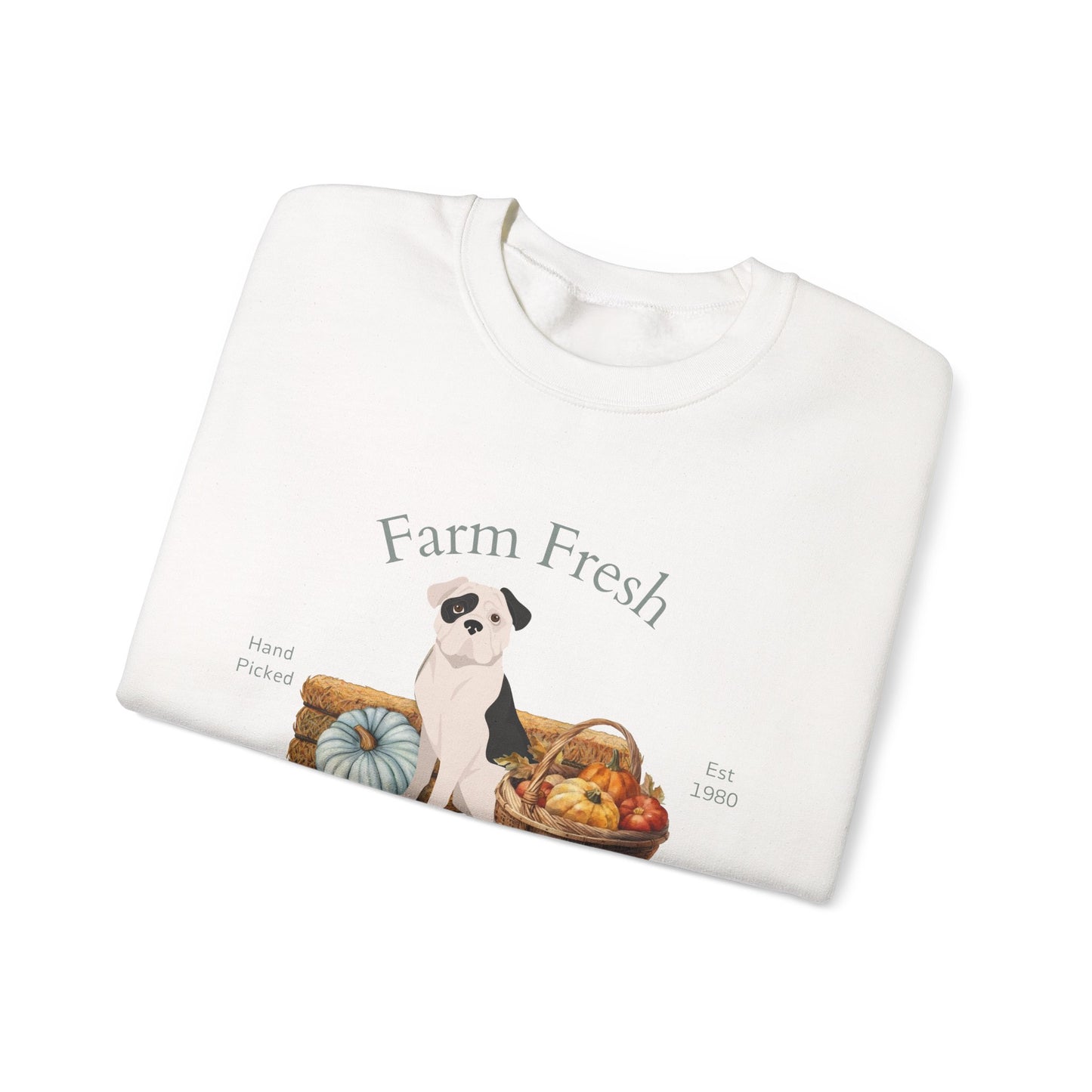 American Bulldog Dog Fall Farm Fresh Unisex Heavy Blend Crewneck Sweatshirt