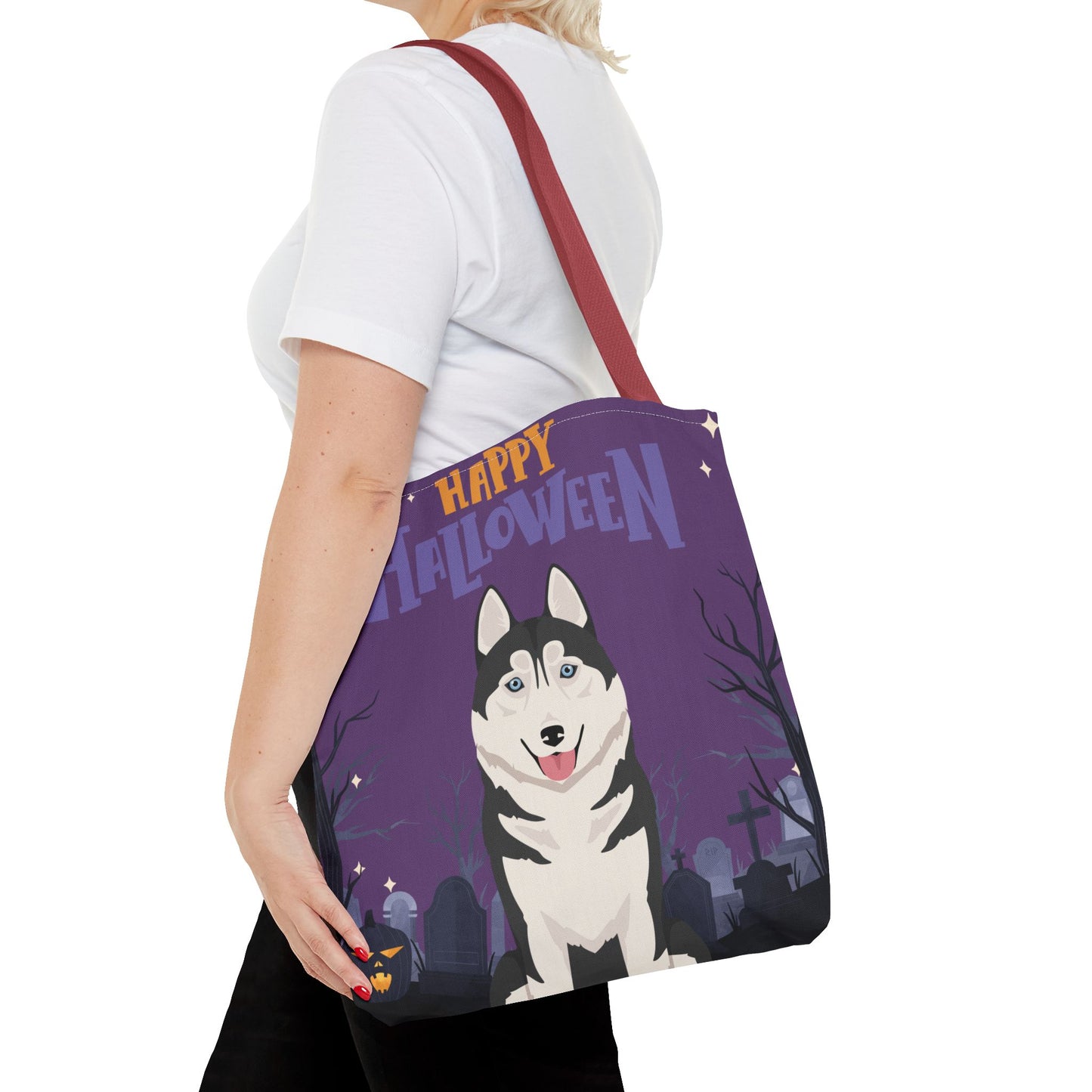 Siberian Husky Dog Happy Halloween Tote Bag 16x16