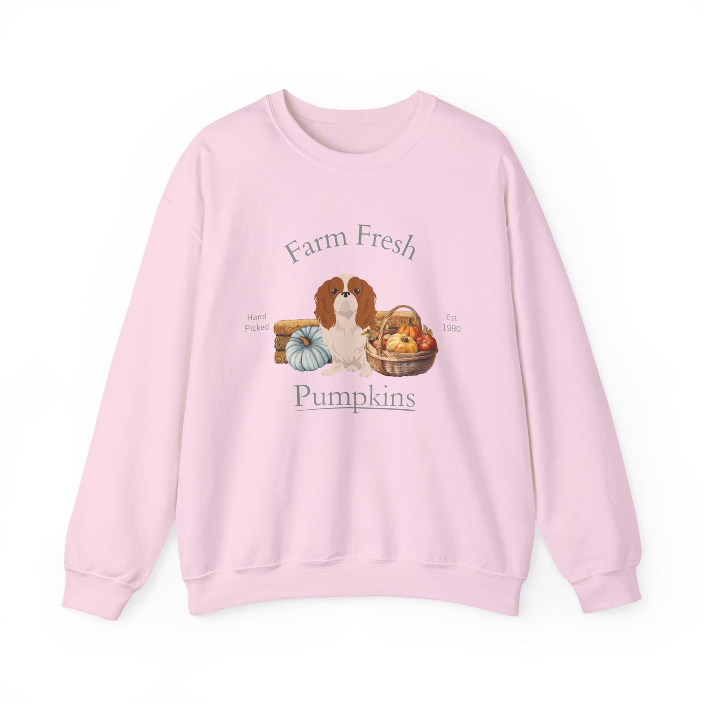 English Toy Spaniel Dog Fall Farm Fresh Unisex Heavy Blend Crewneck Sweatshirt
