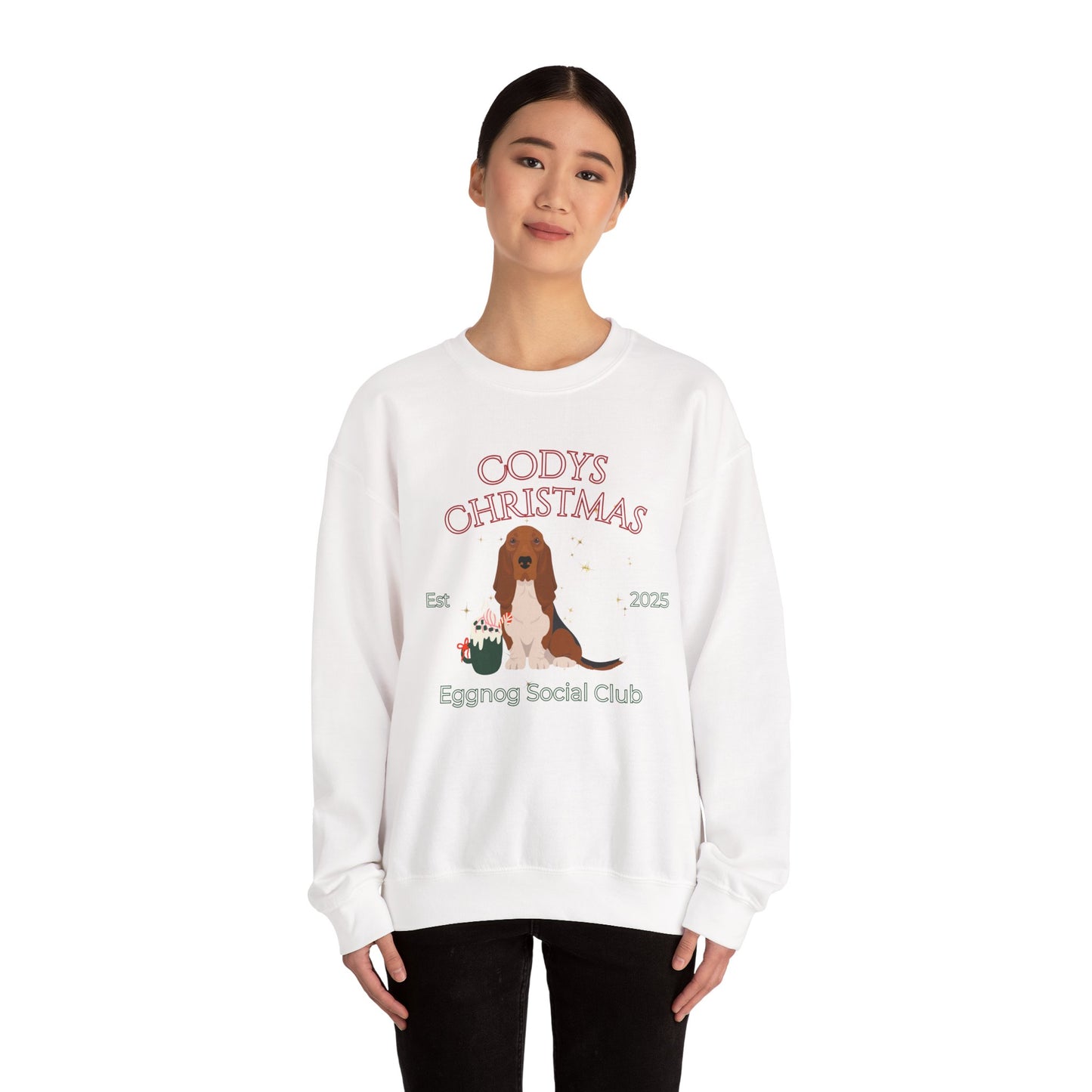 Basset Hound Dog Christmas Social Club Unisex Heavy Blend Crewneck Sweatshirt Custom Name