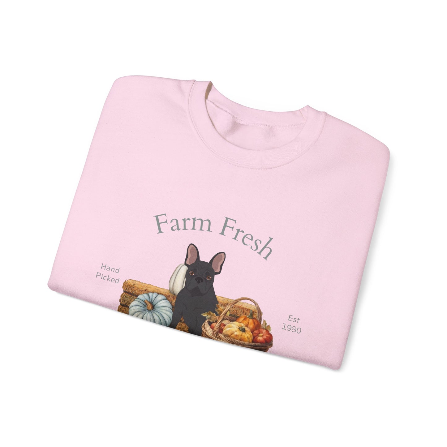 French Bulldog Dog Fall Farm Fresh Unisex Heavy Blend Crewneck Sweatshirt