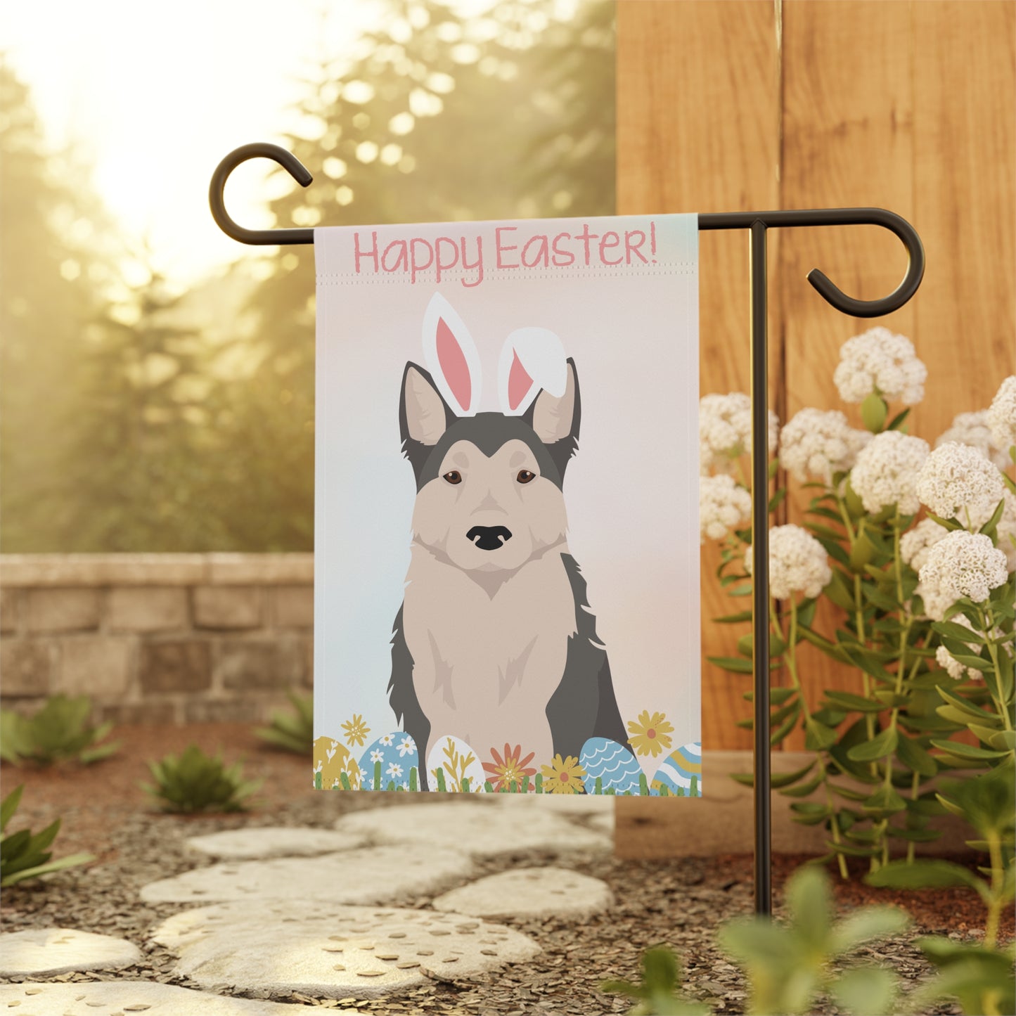 West Siberian Laika Dog Happy Easter Garden Flag