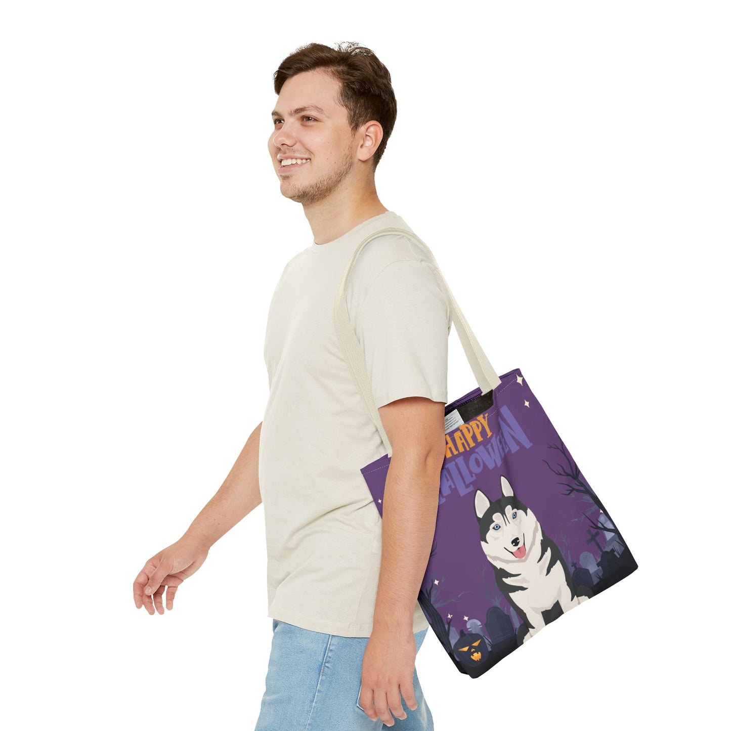 Siberian Husky Dog Happy Halloween Tote Bag 16x16