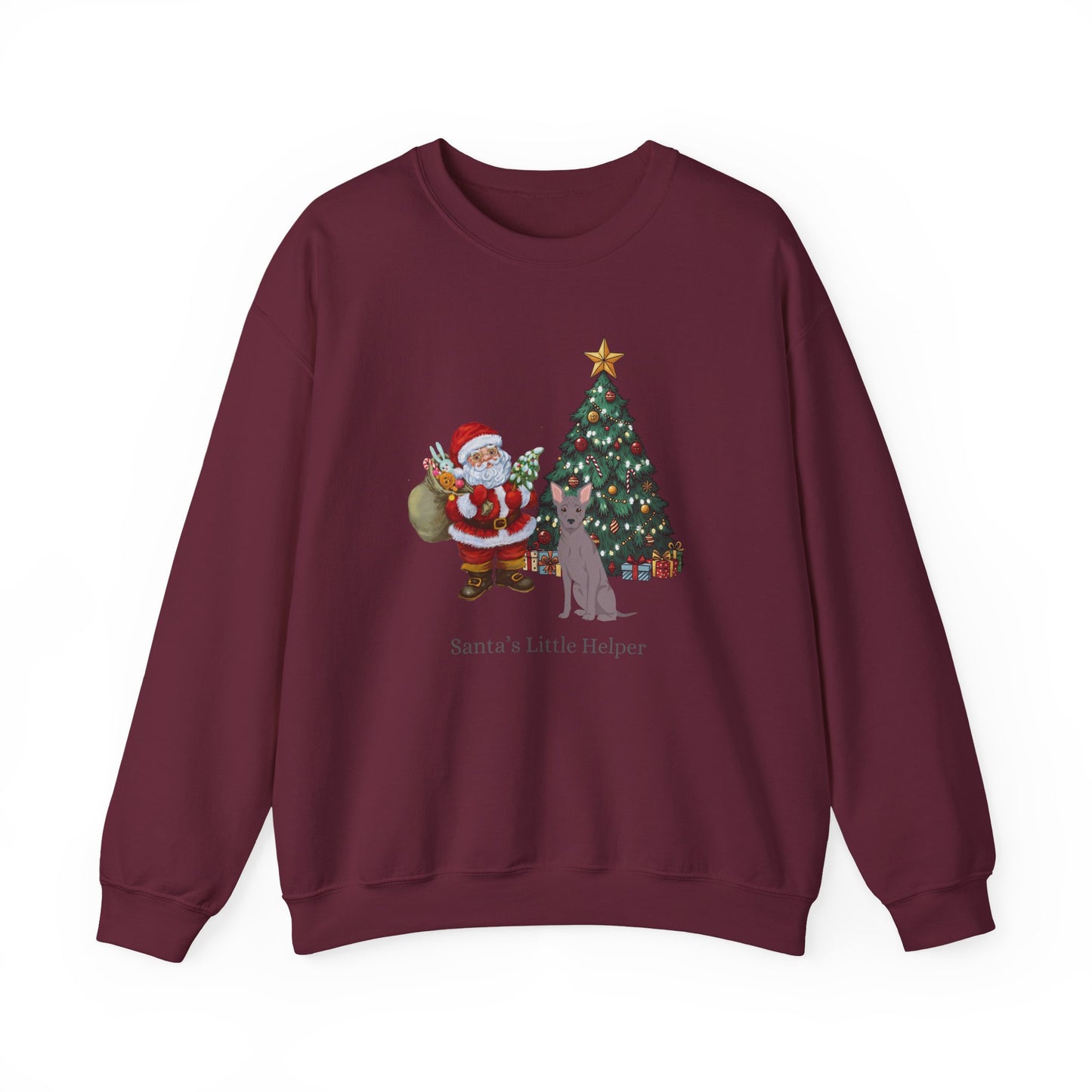 American Hairless Terrier Dog Santa's Little Helper Unisex Heavy Blend Crewneck Sweatshirt