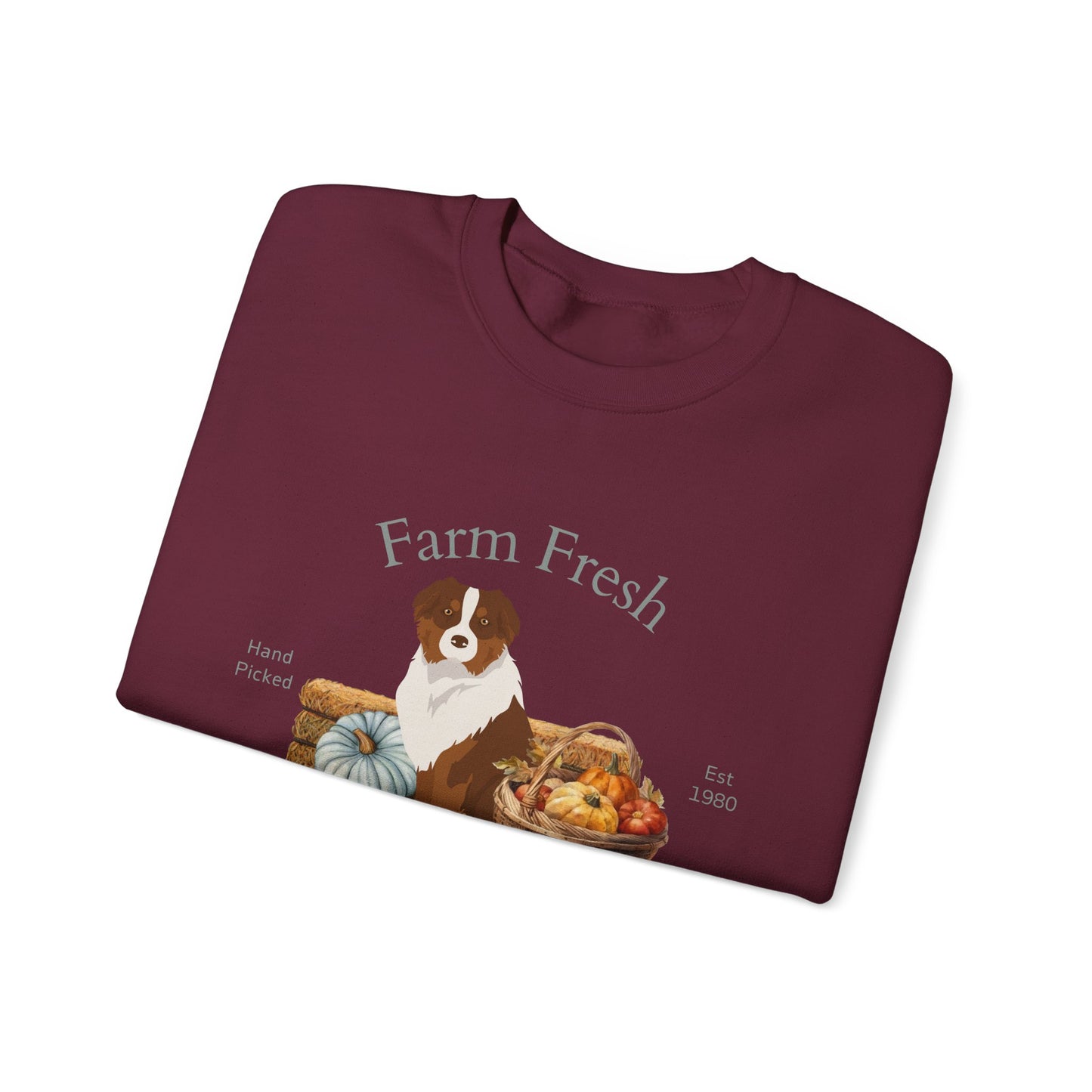 Australian Shepherd Dog Fall Farm Fresh Unisex Heavy Blend Crewneck Sweatshirt