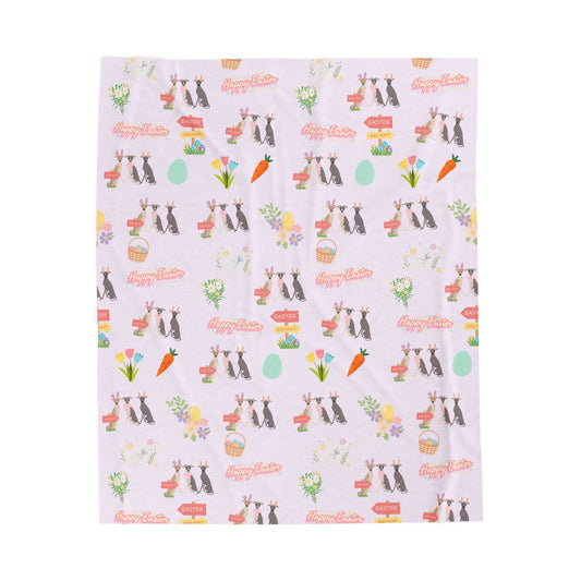 Italian Greyhound Dog Easter Velveteen Plush Blanket