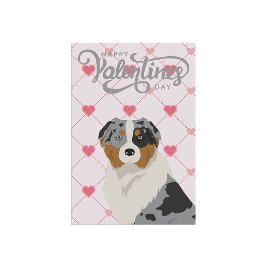 Australian Shepherd Dog Valentine's Day Garden Flag