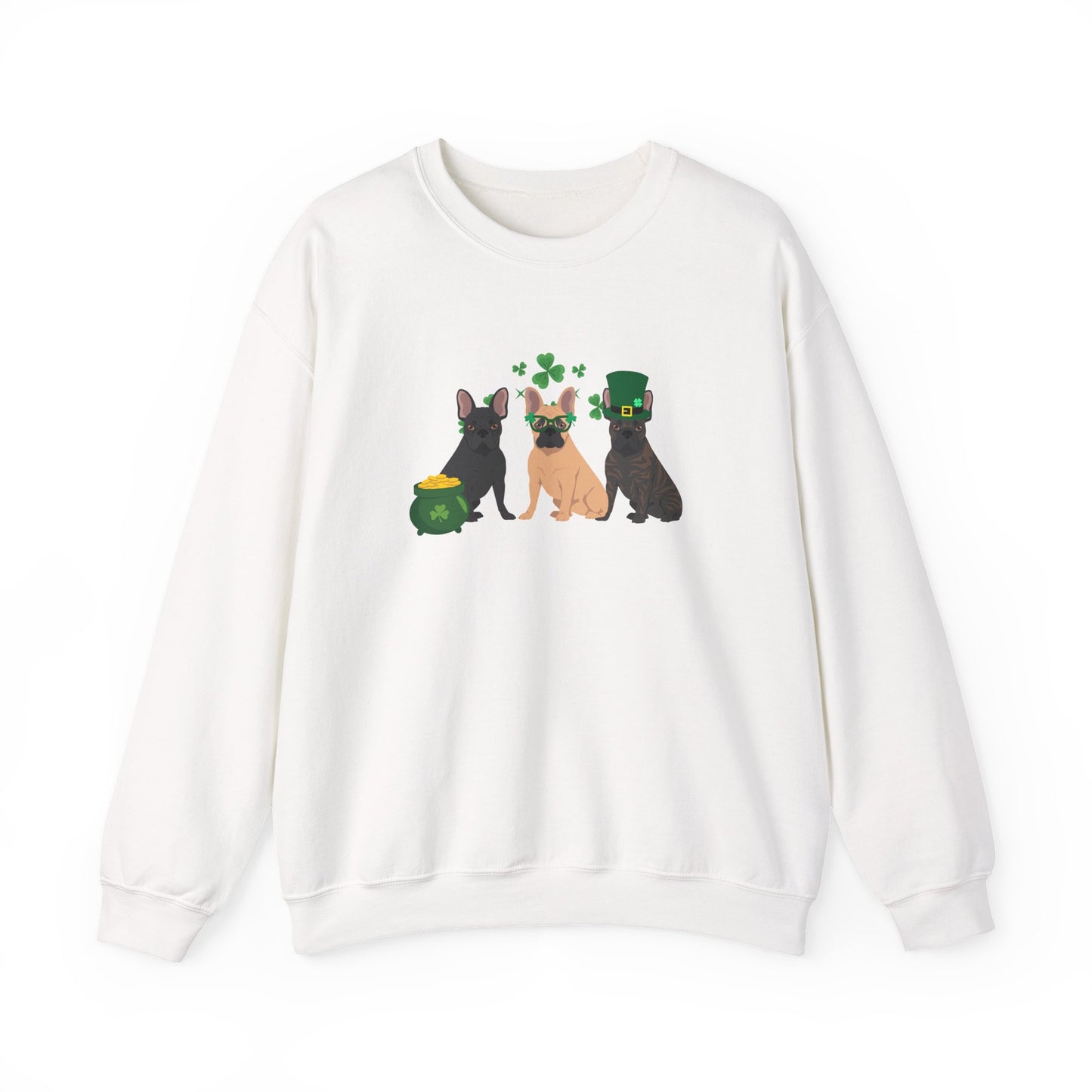 French Bulldog Dog St Patricks Day Unisex Heavy Blend Crewneck Sweatshirt, St Pattys day, Cute Dog Mom Gift