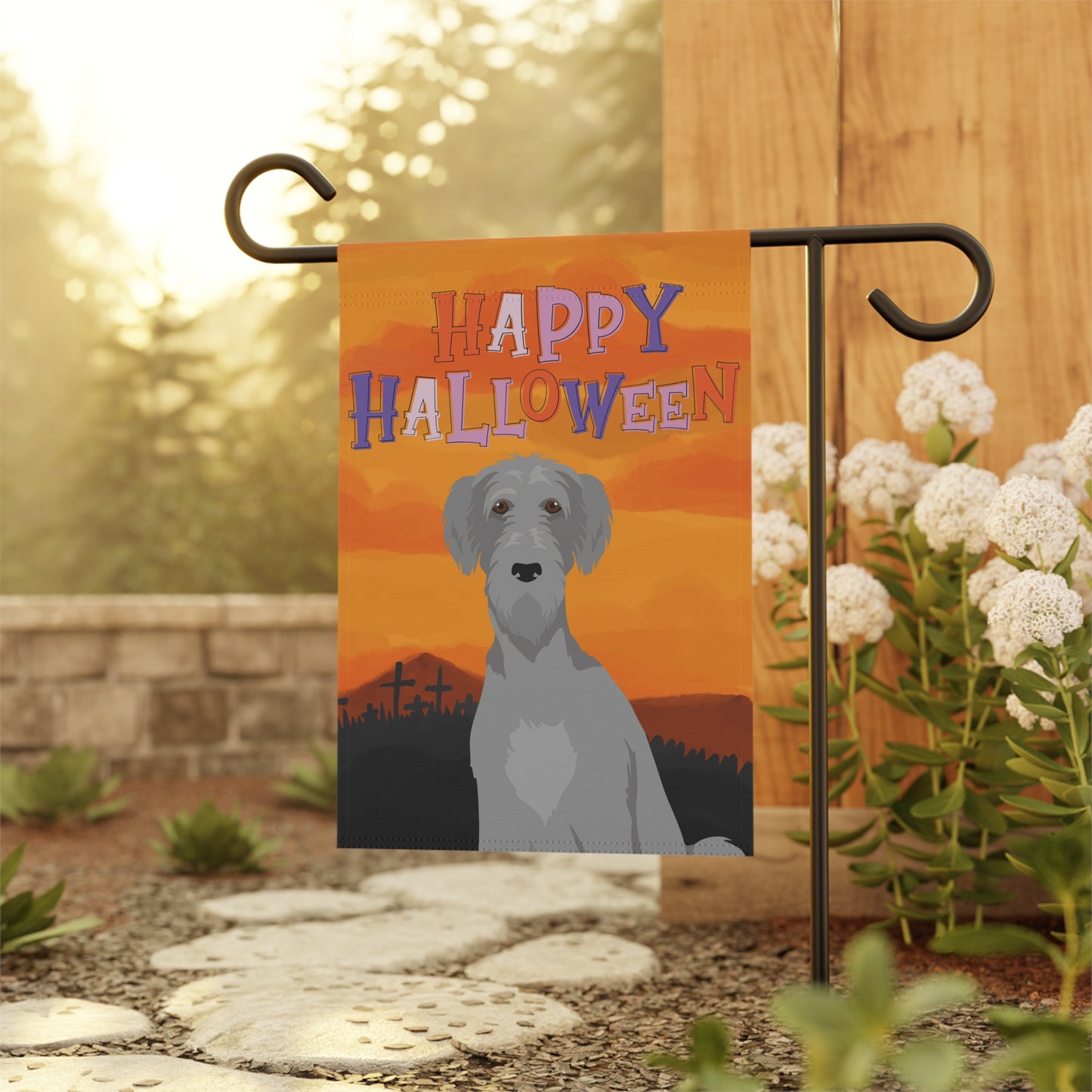 Irish Wolfhound Dog Halloween Garden Flag