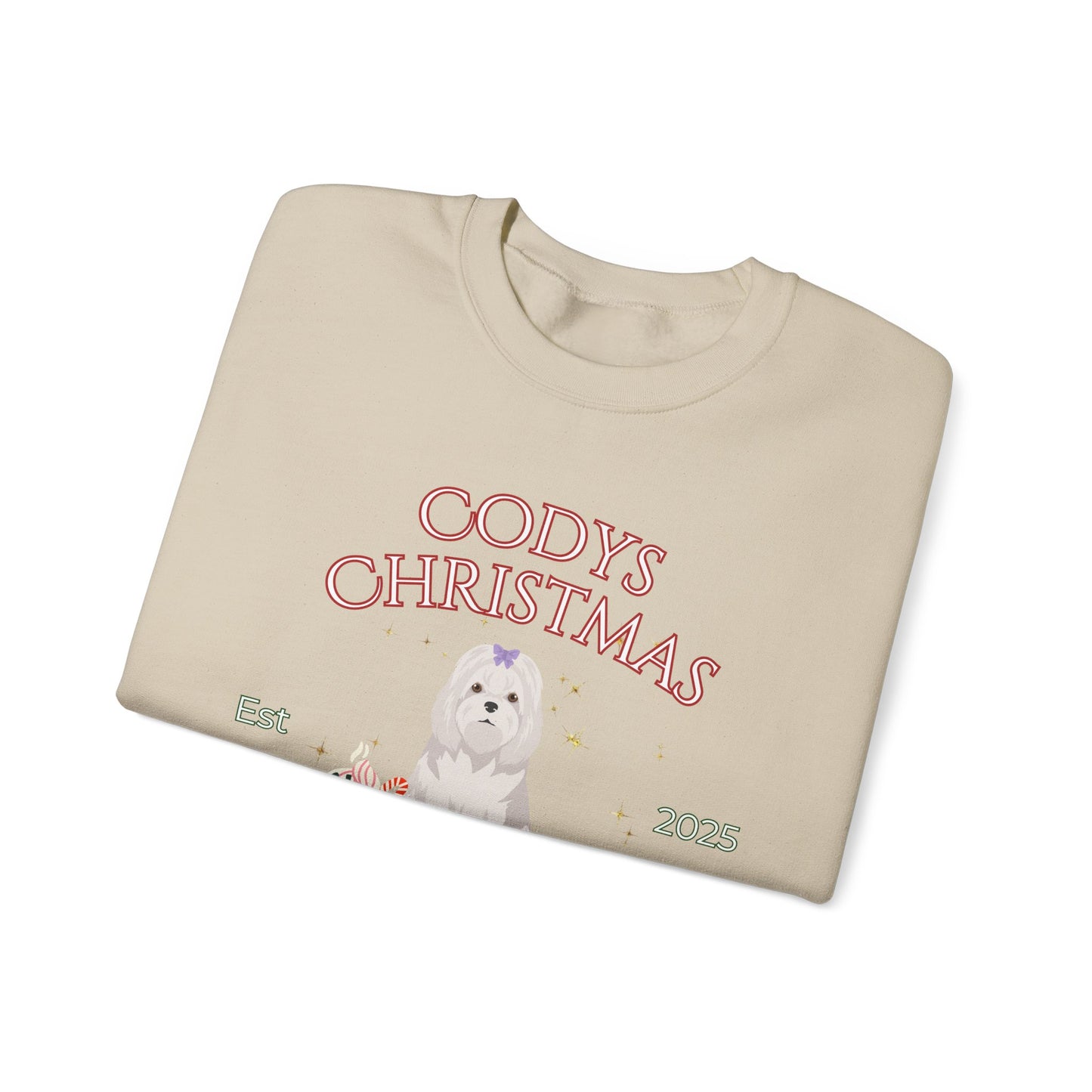 Maltese Dog Christmas Social Club Unisex Heavy Blend Crewneck Sweatshirt Custom Name