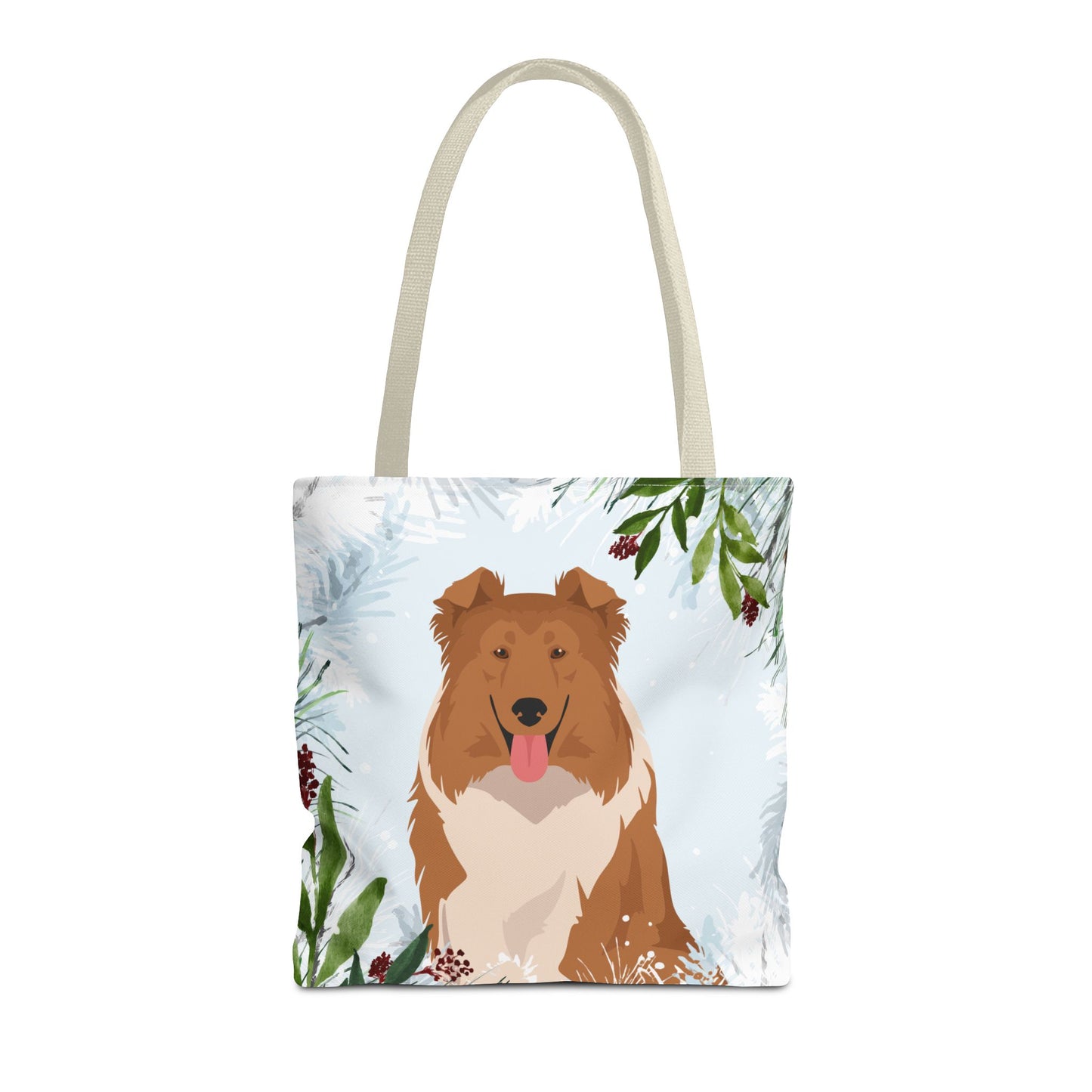 Collie Dog Christmas Holiday Tote Bag 16x16