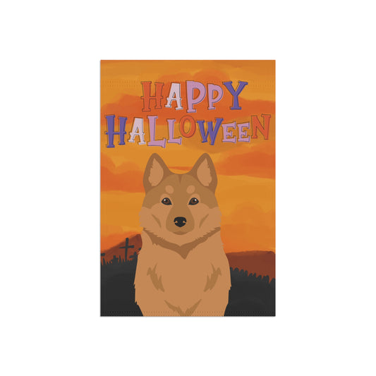 Finnish Spitz Dog Halloween Garden Flag