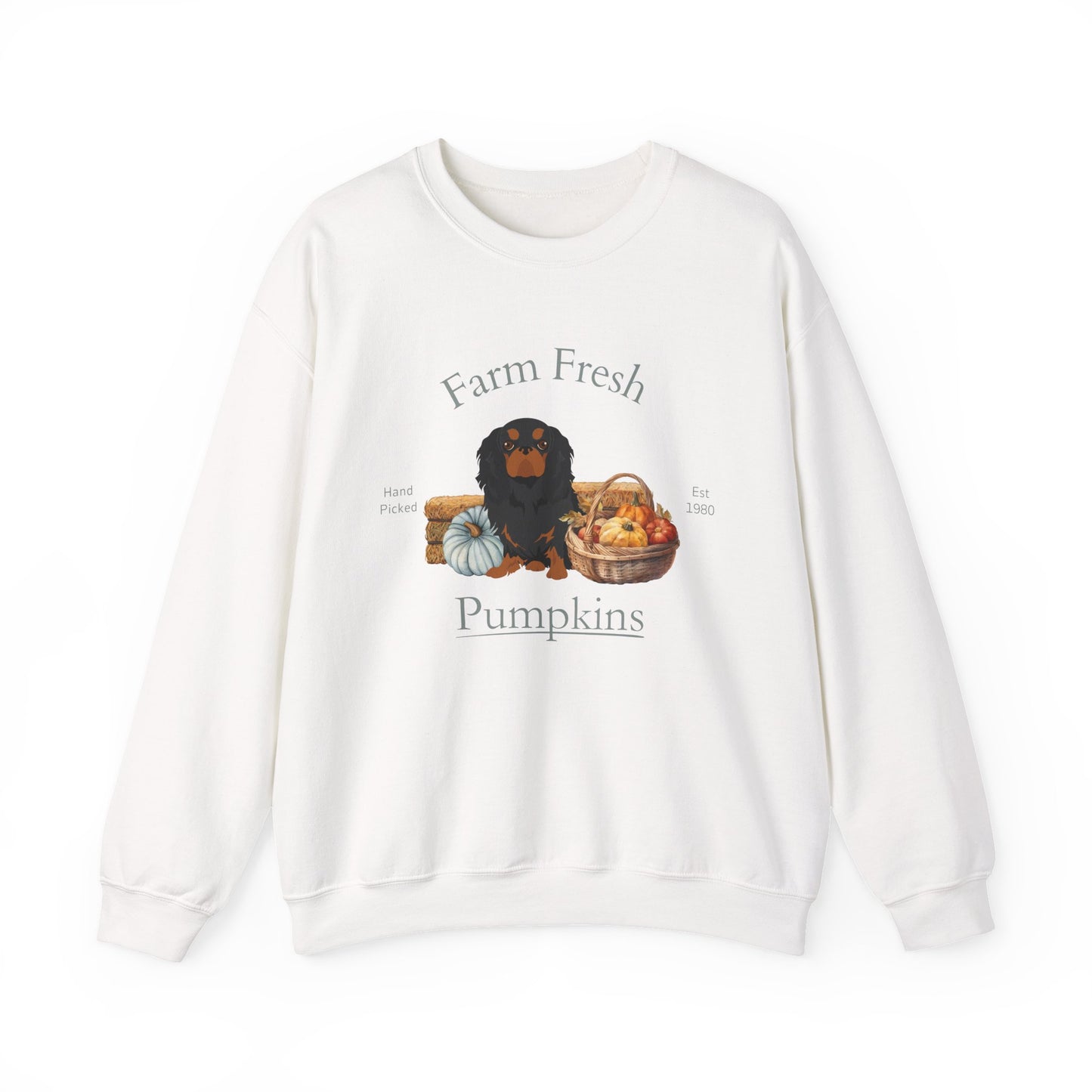 English Toy Spaniel Dog Fall Farm Fresh Unisex Heavy Blend Crewneck Sweatshirt
