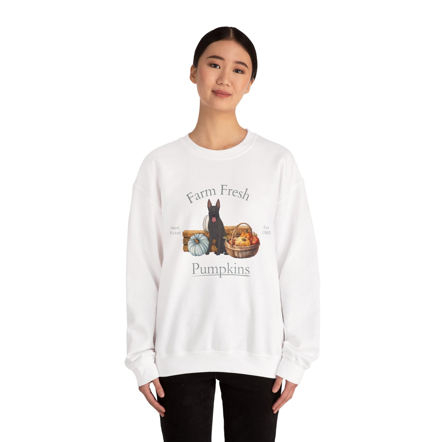 Dutch Shepherd Dog Fall Farm Fresh Unisex Heavy Blend Crewneck Sweatshirt