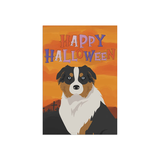 Australian Shepherd Dog Halloween Garden Flag