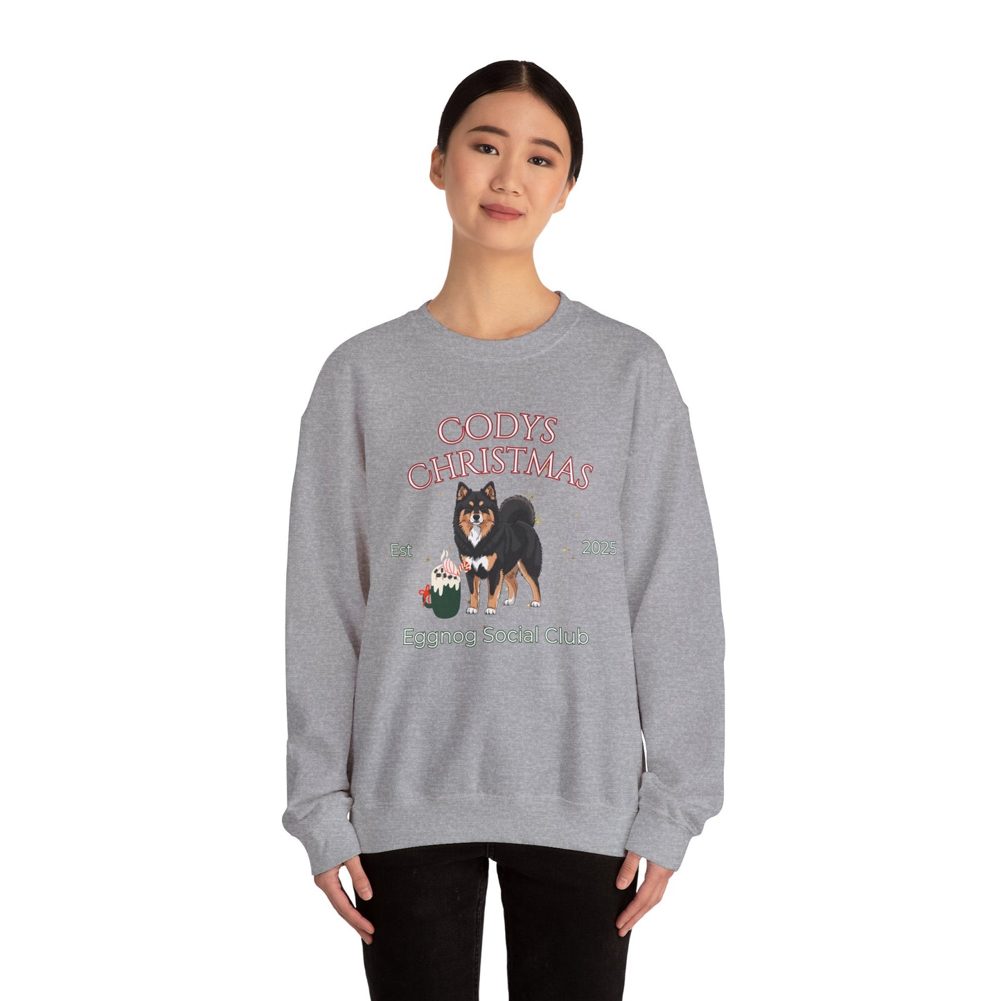 Finnish Lapphund Dog Christmas Social Club Unisex Heavy Blend Crewneck Sweatshirt Custom Name