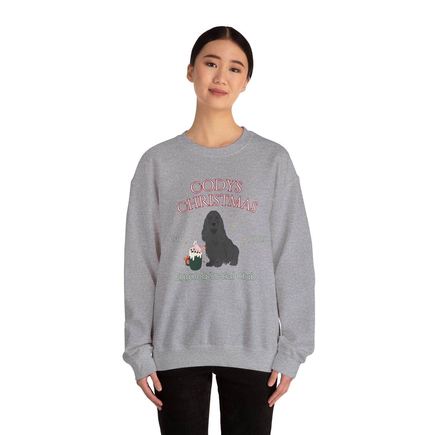 English Cocker Spaniel Dog Christmas Social Club Unisex Heavy Blend Crewneck Sweatshirt Custom Name