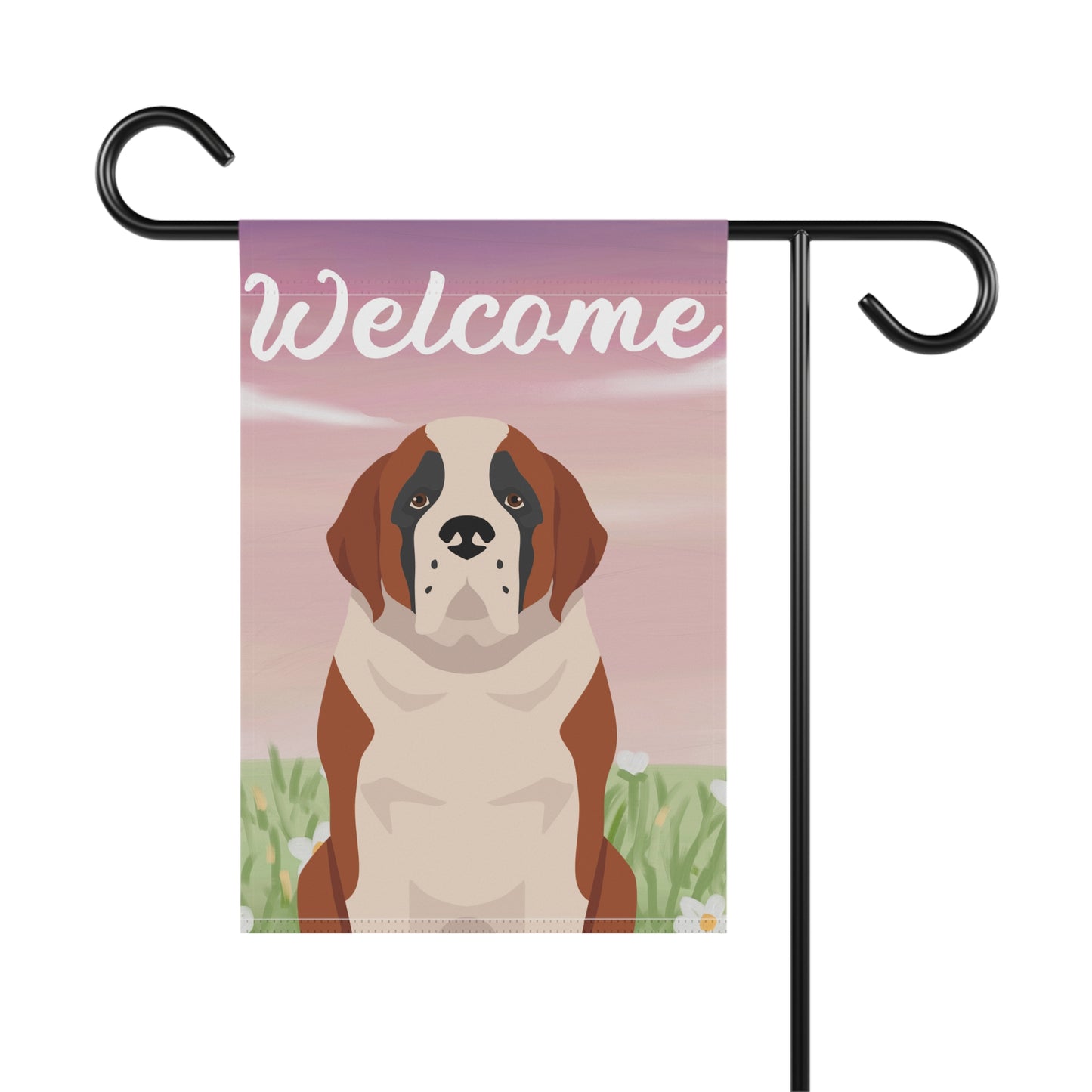 St Bernard Dog Welcome Garden Flag