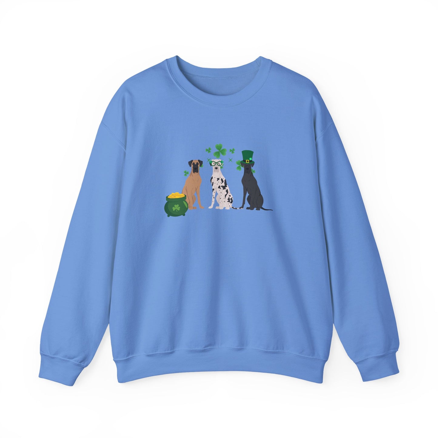Great Dane Dog St Patricks Day Unisex Heavy Blend Crewneck Sweatshirt, St Pattys day, Cute Dog Mom Gift