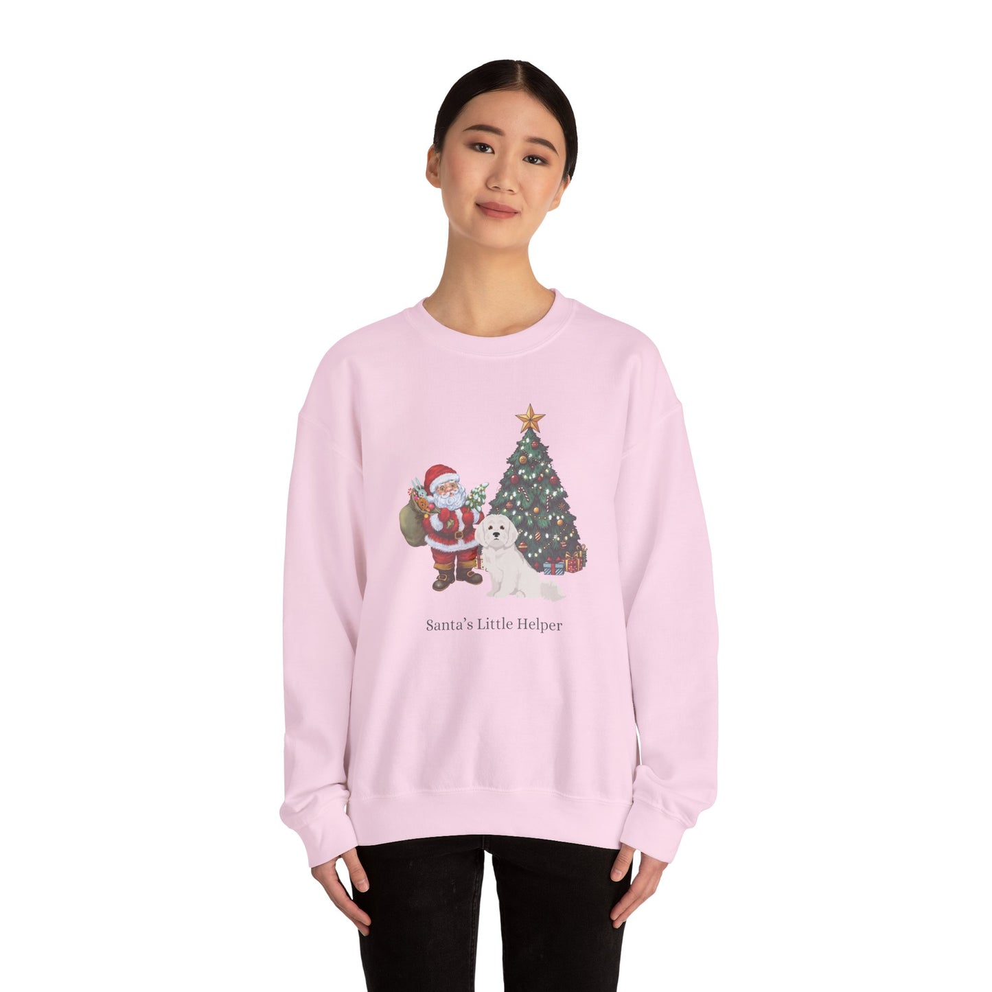 Maltese Dog Santa's Little Helper Unisex Heavy Blend Crewneck Sweatshirt