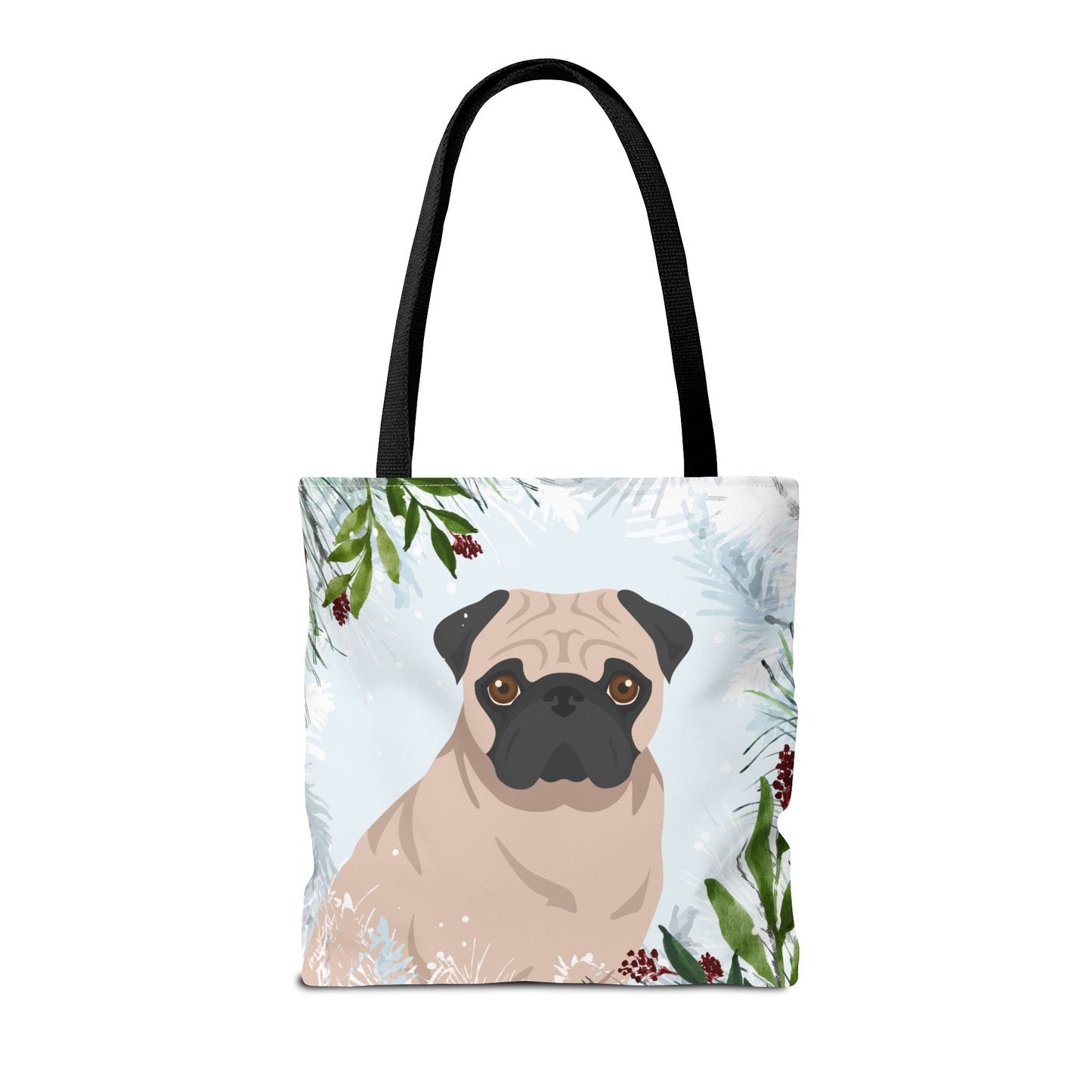 Pug Dog Christmas Holiday Tote Bag 16x16