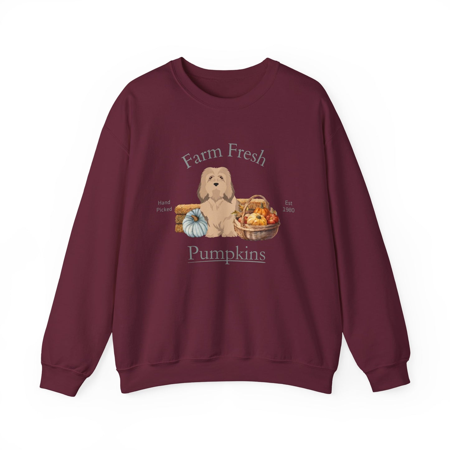 Havanese Dog Fall Farm Fresh Unisex Heavy Blend Crewneck Sweatshirt