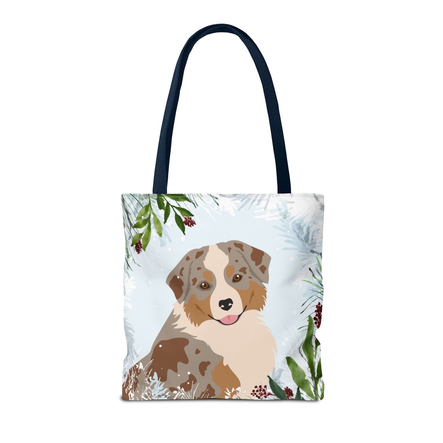 Miniature American Shepherd Dog Christmas Holiday Tote Bag 16x16