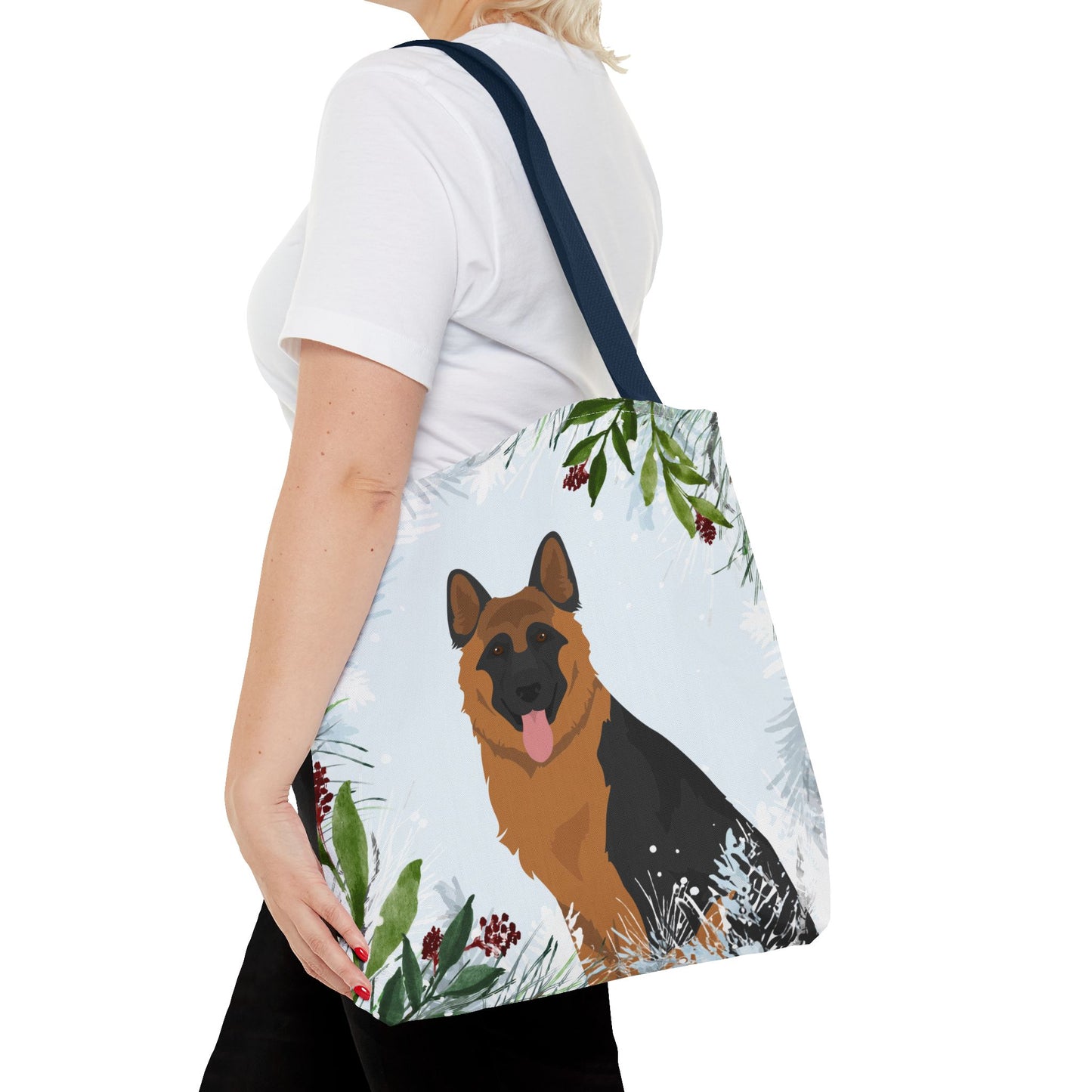 German Shepherd Dog Christmas Holiday Tote Bag 16x16