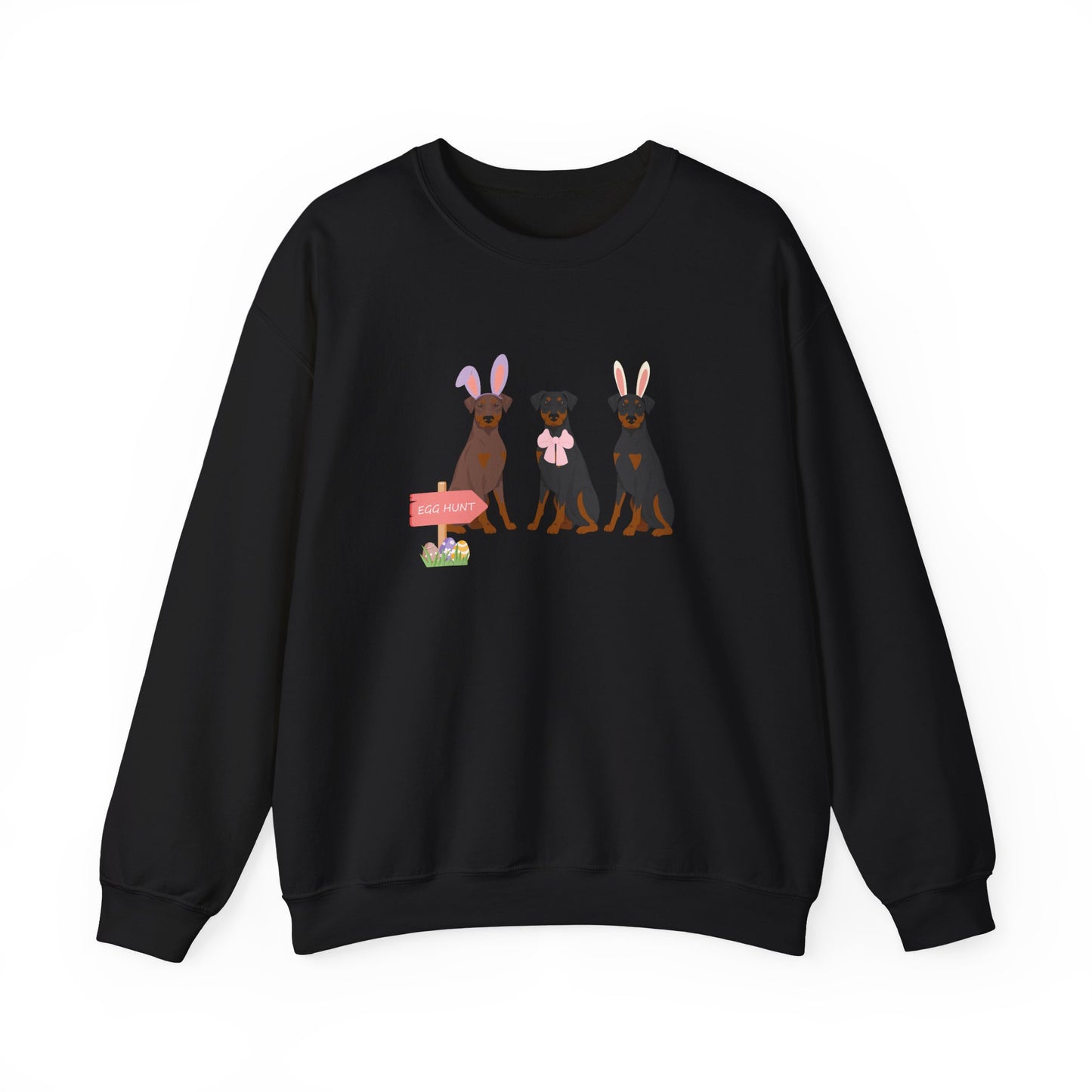 Doberman Pinscher Dog Easter Unisex Heavy Blend Crewneck Sweatshirt, easter, Cute Dog Mom Gift