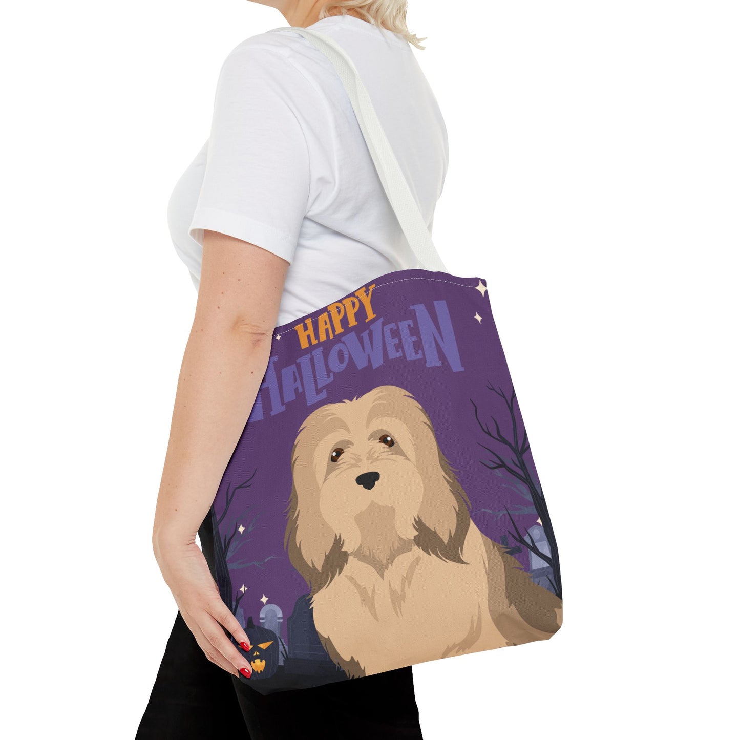 Havanese Dog Happy Halloween Tote Bag 16x16