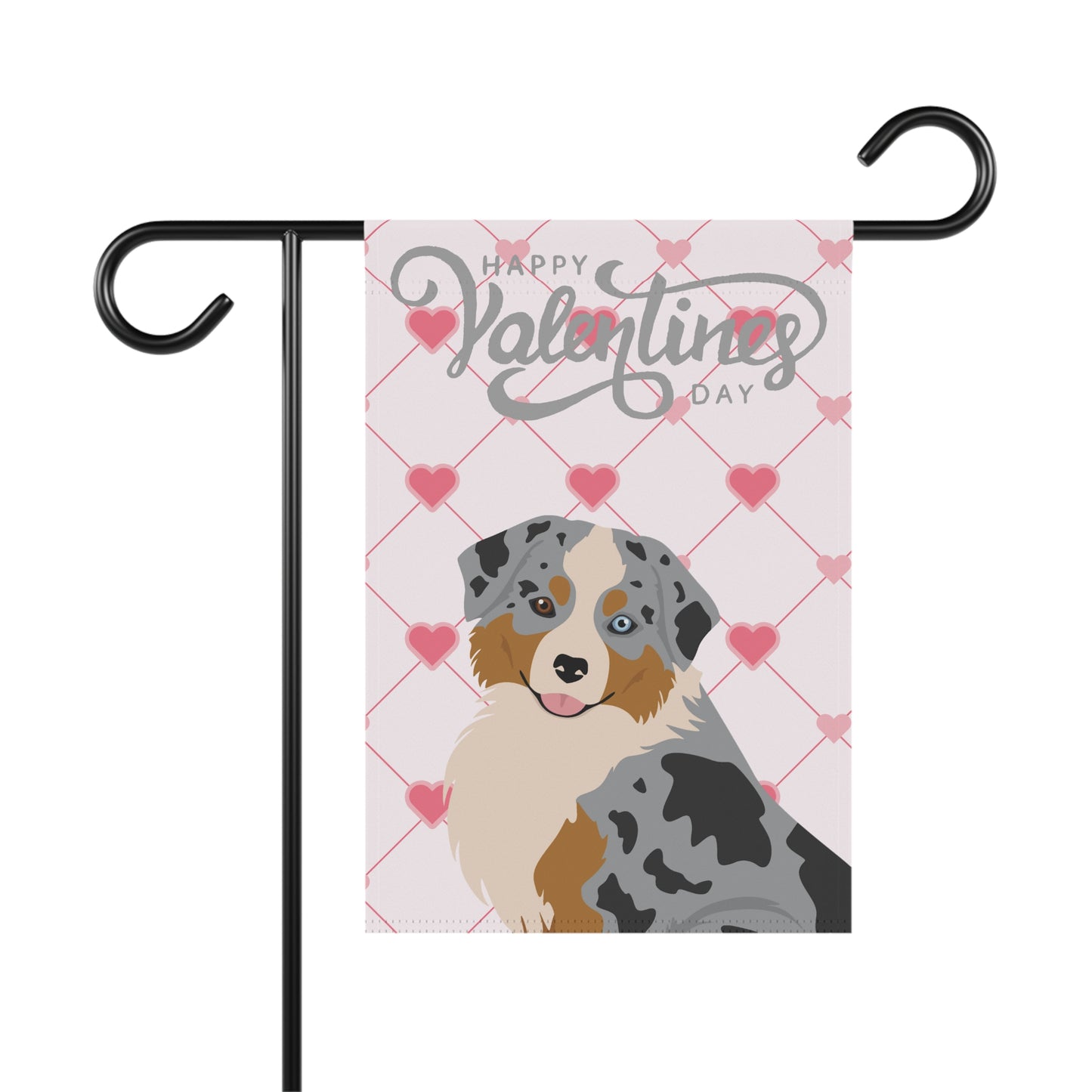 Mini American Shepherd Dog Valentines Day Garden Flag