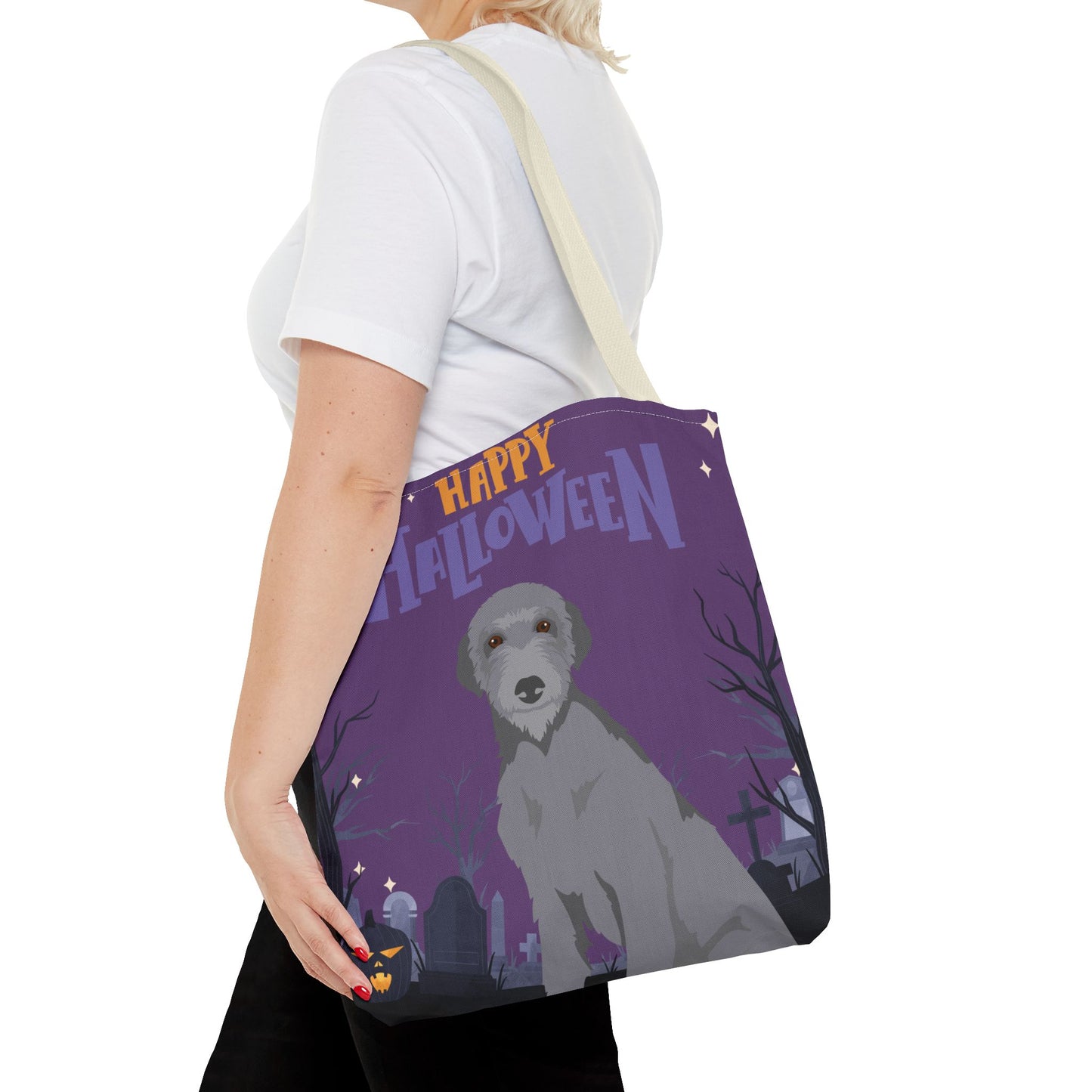 Scottish Deerhound Dog Happy Halloween Tote Bag 16x16