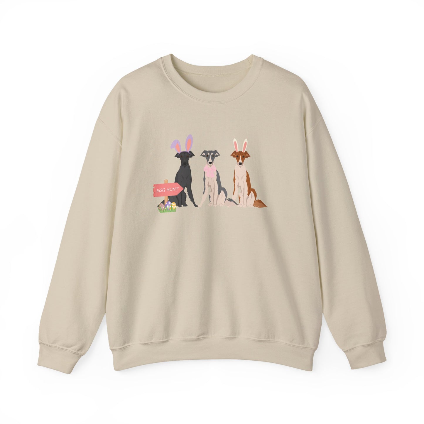 Silken Windhound Dog Easter Unisex Heavy Blend Crewneck Sweatshirt, easter, Cute Dog Mom Gift