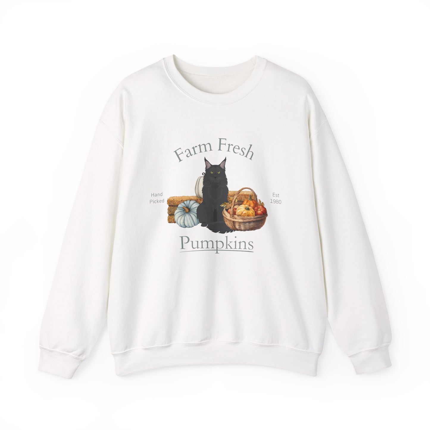 Maine Coon Cat Fall Farm Fresh Unisex Heavy Blend Crewneck Sweatshirt