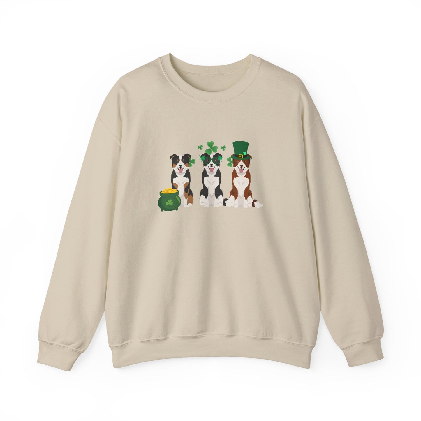 Border Collie Dog St Patricks Day Unisex Heavy Blend Crewneck Sweatshirt, St Pattys day, Cute Dog Mom Gift