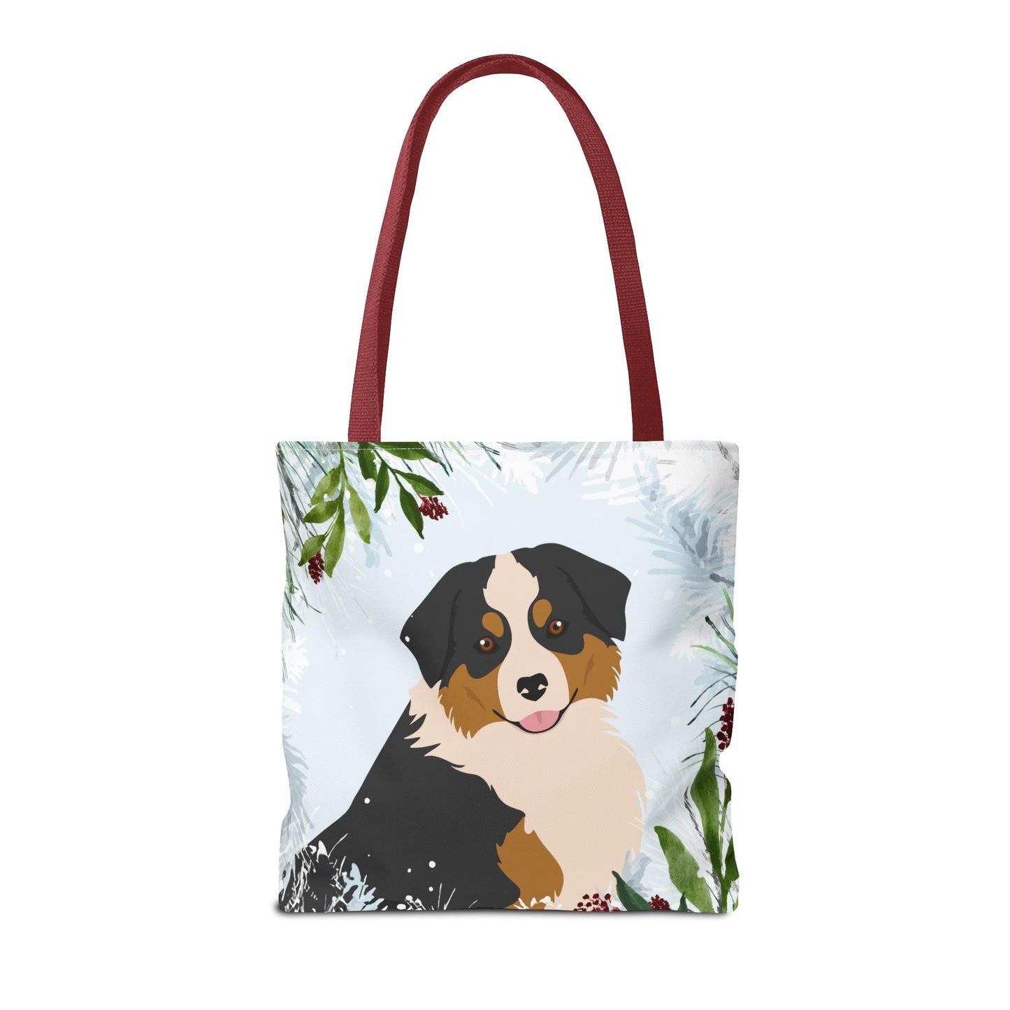 Miniature American Shepherd Dog Christmas Holiday Tote Bag 16x16