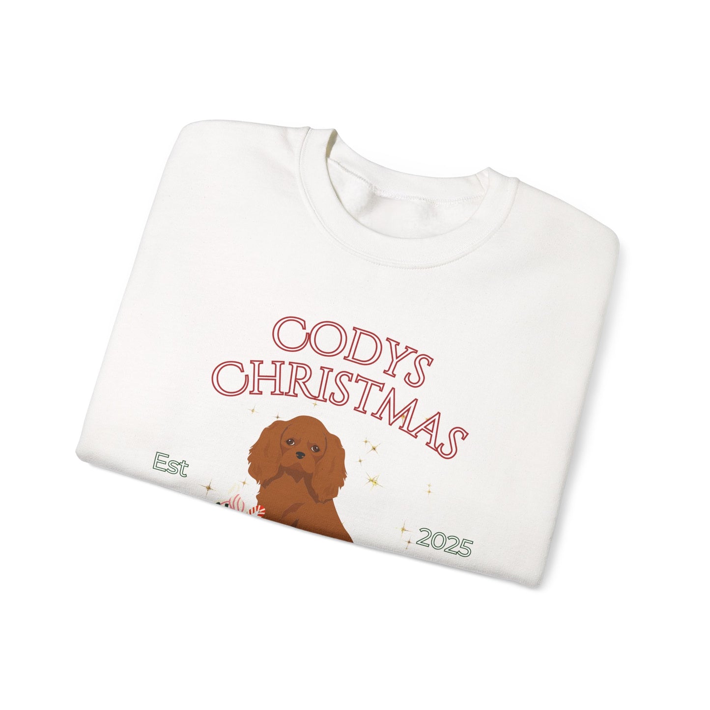 Cavalier King Charles Spaniel Dog Christmas Social Club Unisex Heavy Blend Crewneck Sweatshirt Custom Name
