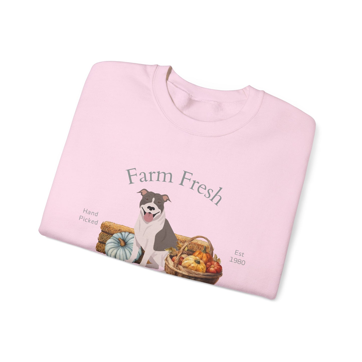 Pit Bull Terrier Dog Fall Farm Fresh Unisex Heavy Blend Crewneck Sweatshirt