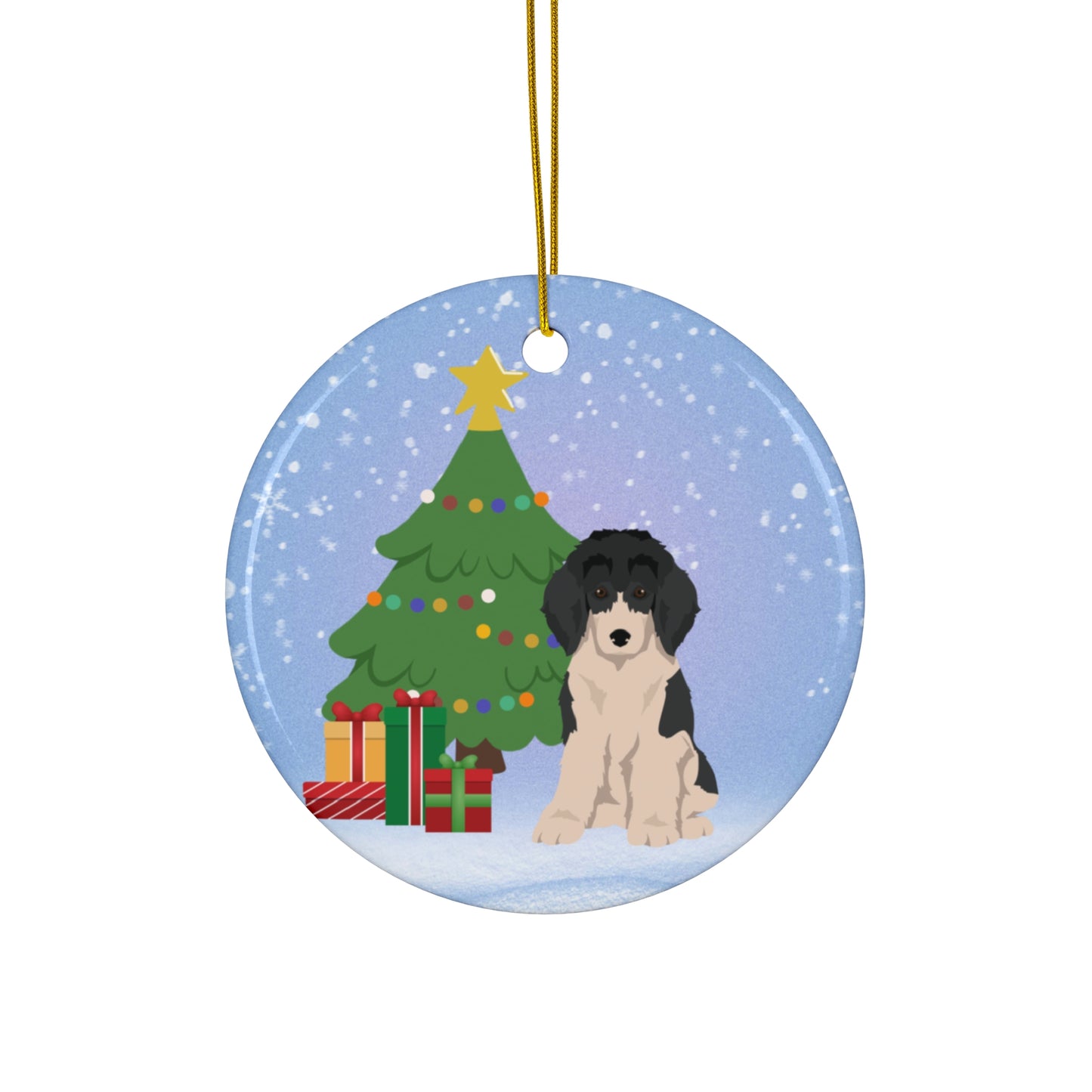 Poodle Dog Christmas Ceramic Ornament
